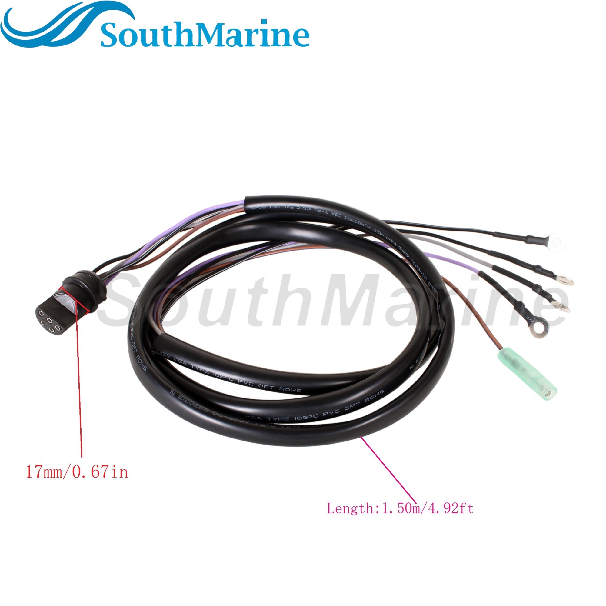 Boat Motor 84-86396A1 84-86396A4 84-86396A8 Analogue Tach Tachometer / Gauge Harness Kit for Mercury, 4ft /1.3m, 5pins