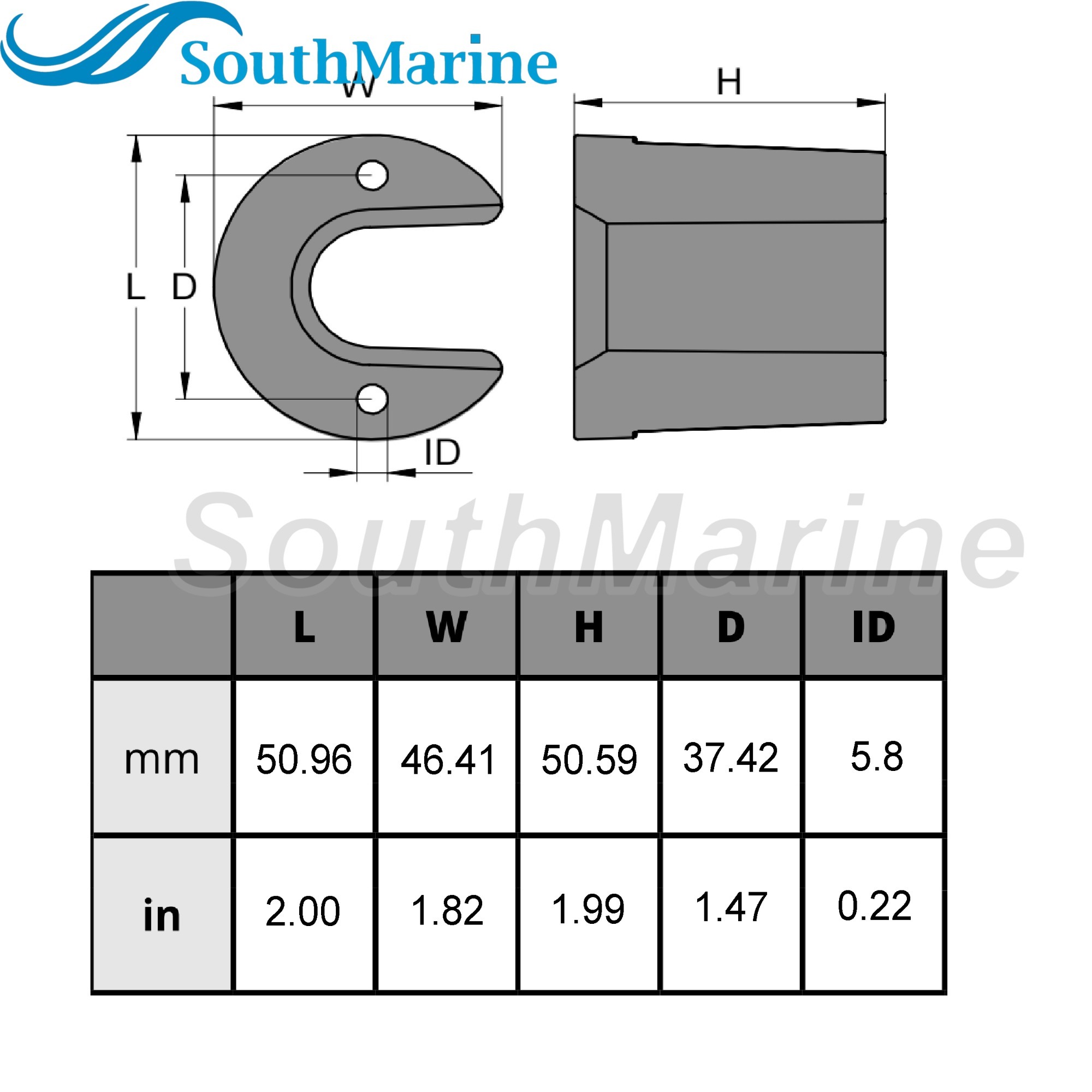 Outboard Motor 97-806190 806190Q1 18-6092 8M0059342 806190T1 Trim Cylinder Anode for Mercury QuickSilver Mercruiser Bravo Drive