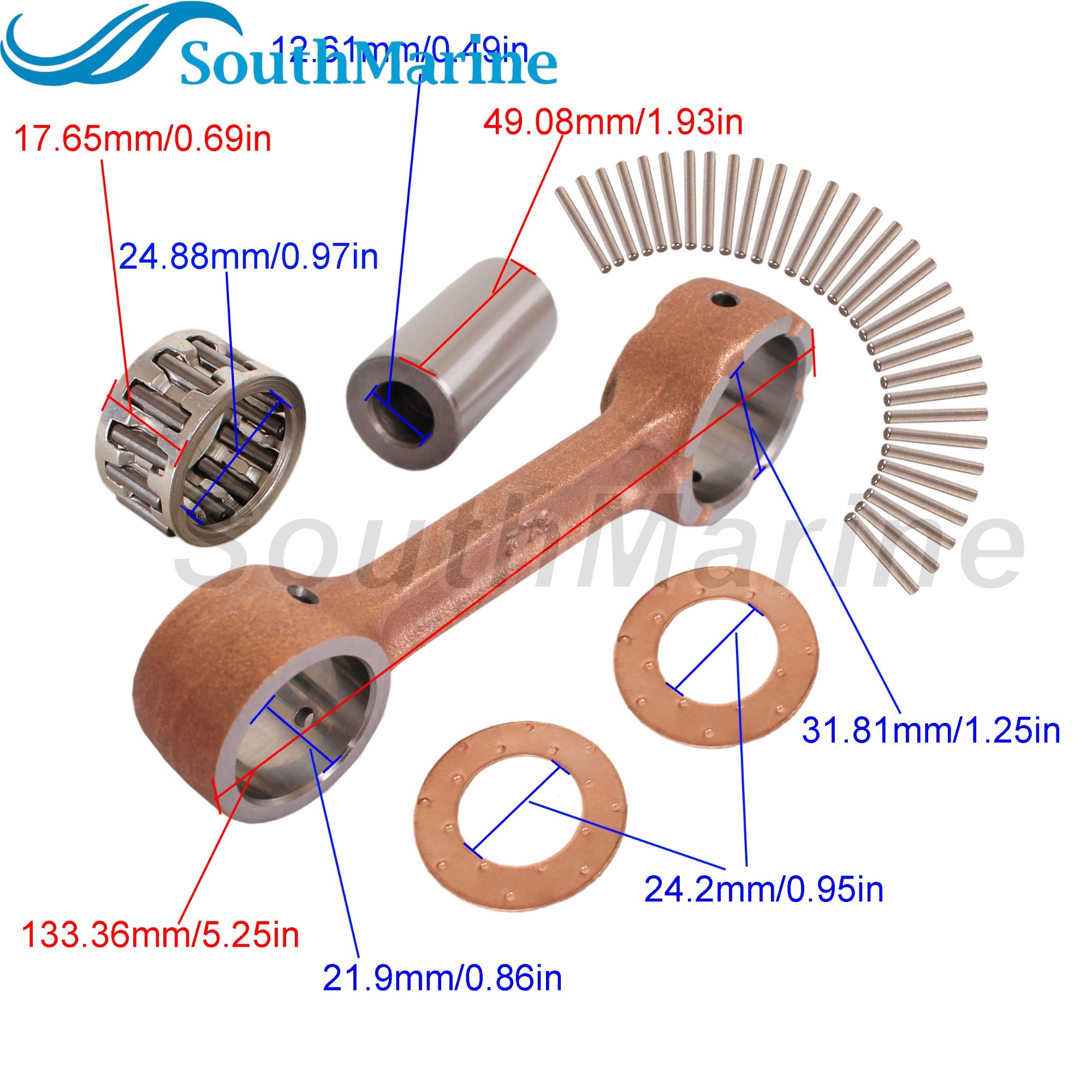 Outboard Motor 6L2-11650-00 6L2-11651-00 Crankshaft Connecting Rod Con Kits for Yamaha Boat Engine 20HP 25HP 20D 25N