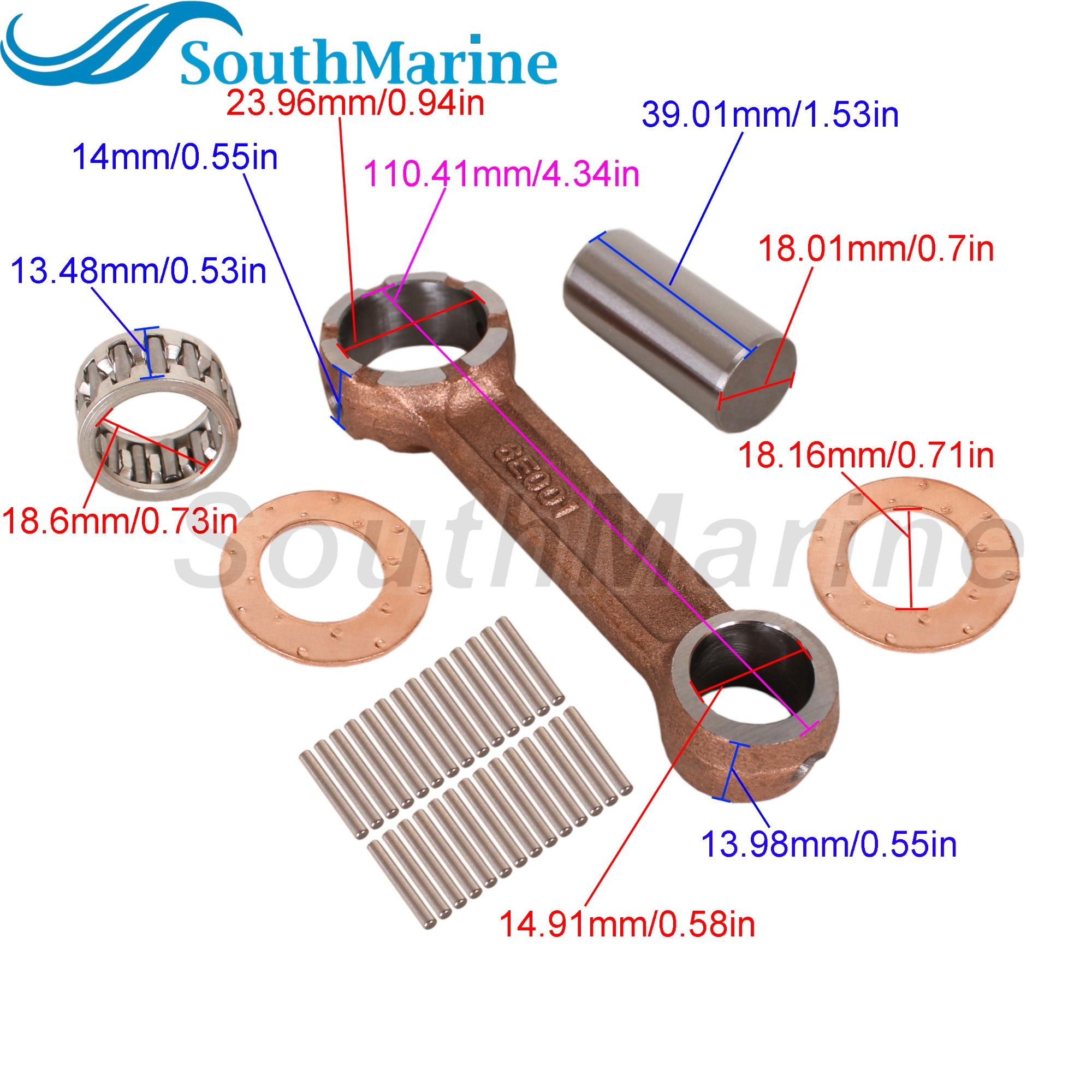 Outboard Motor 6E0-11651-01 677-11651-01 Crankshaft Connecting Rod for Yamaha 4HP 5HP 6HP 8HP / 8758M 9492M for Mercury Mariner
