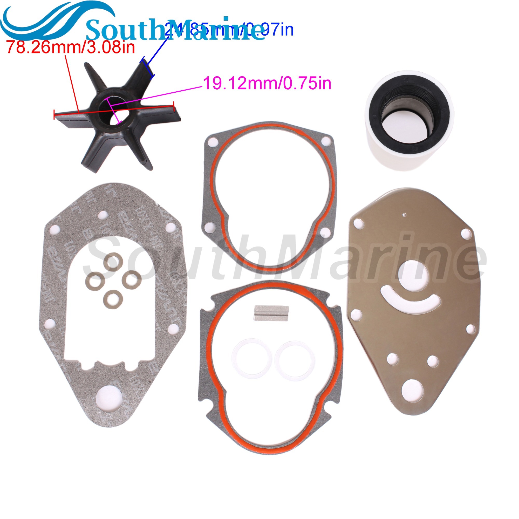 Outboard Motor 47-19453Q2 47-19453T3 19453T2 Water Pump Impeller Repair Kits for Mercury Mariner Force Quicksilver 30HP-75HP
