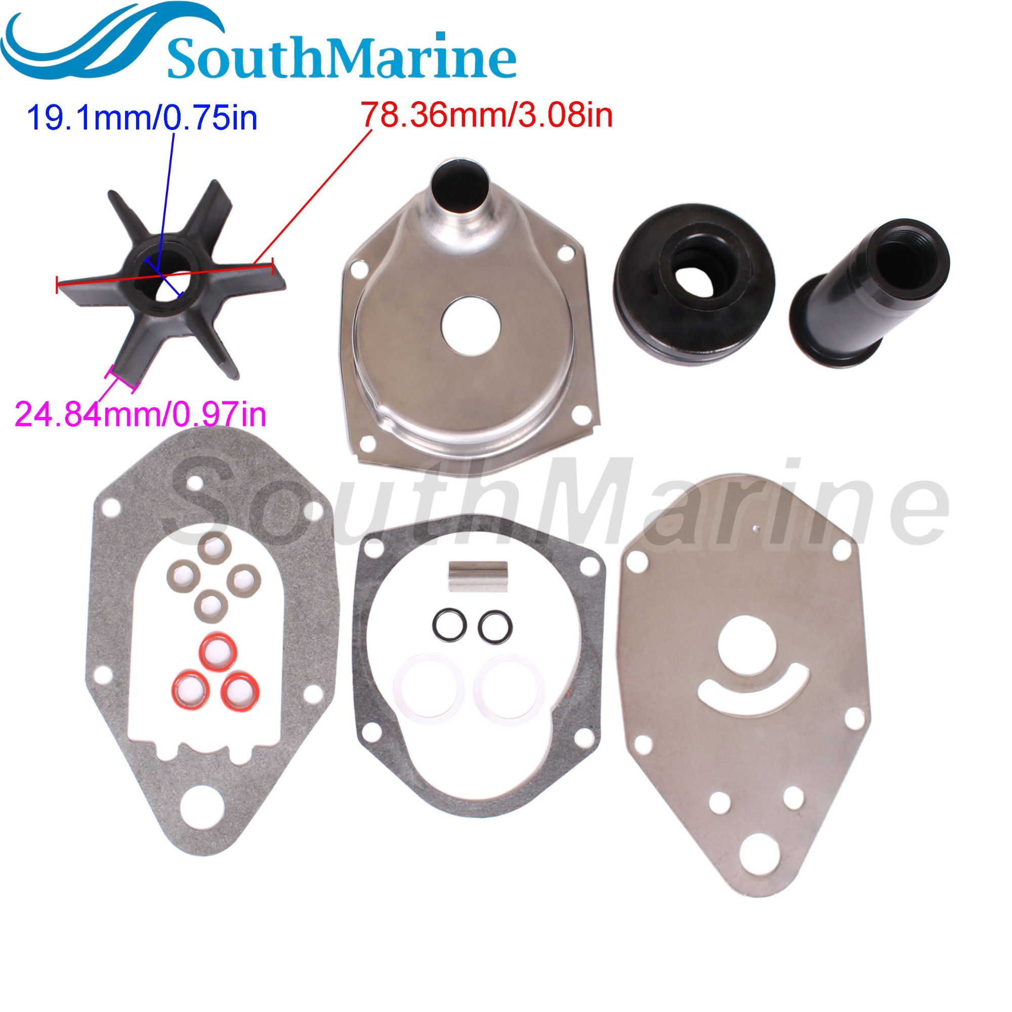 Outboard Motor 46-812966A4/A5/A6 812966A12/A11/A10 Water Pump Impeller Repair Kits for Mercury Mariner Force 30HP-70HP