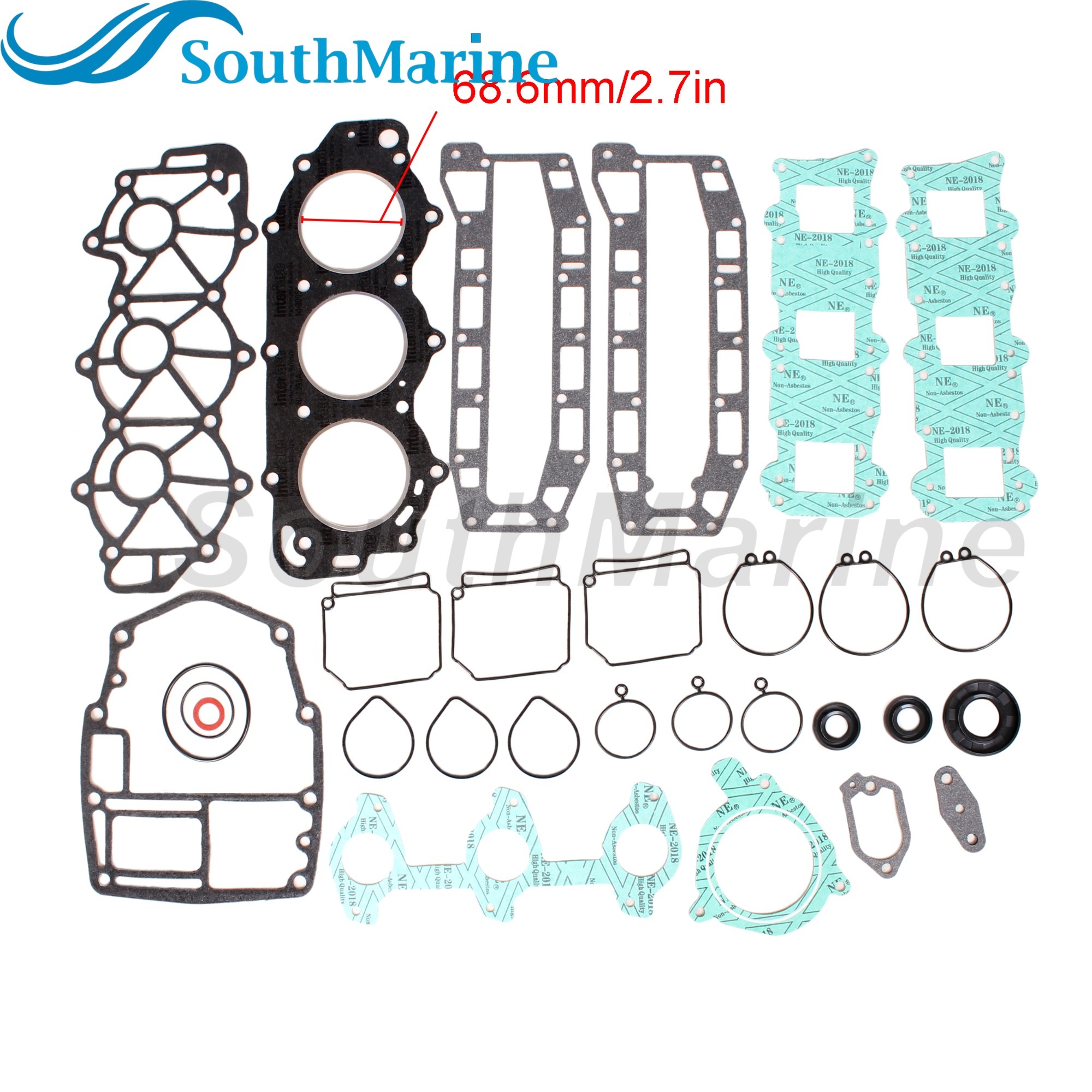 Boat Engine 6H4-W0001-02/A2 6H4-W0001-01/A1/00 18-4419 18-4407 Power Head Gasket Kits for Yamaha 3 Cylinder 40HP 50HP