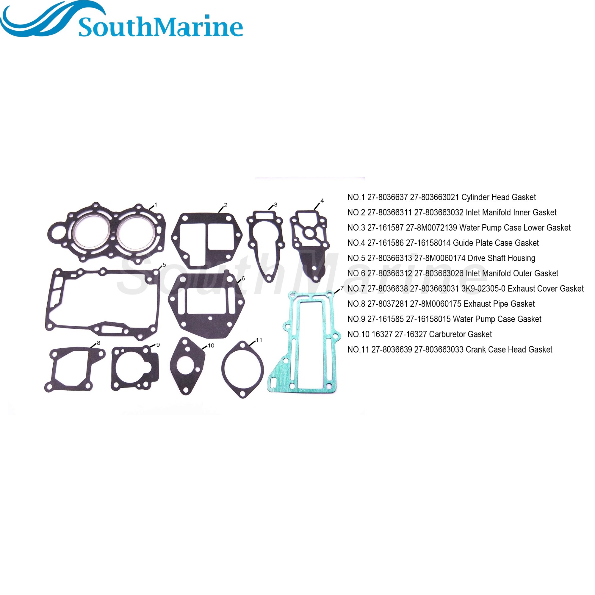 Boat Motor 27-883274A01 883274A02 8M0146270 8M0146271 Complete Cylinder Power Head Gasket Set Kit for Mercury 6HP 8HP 9.8HP