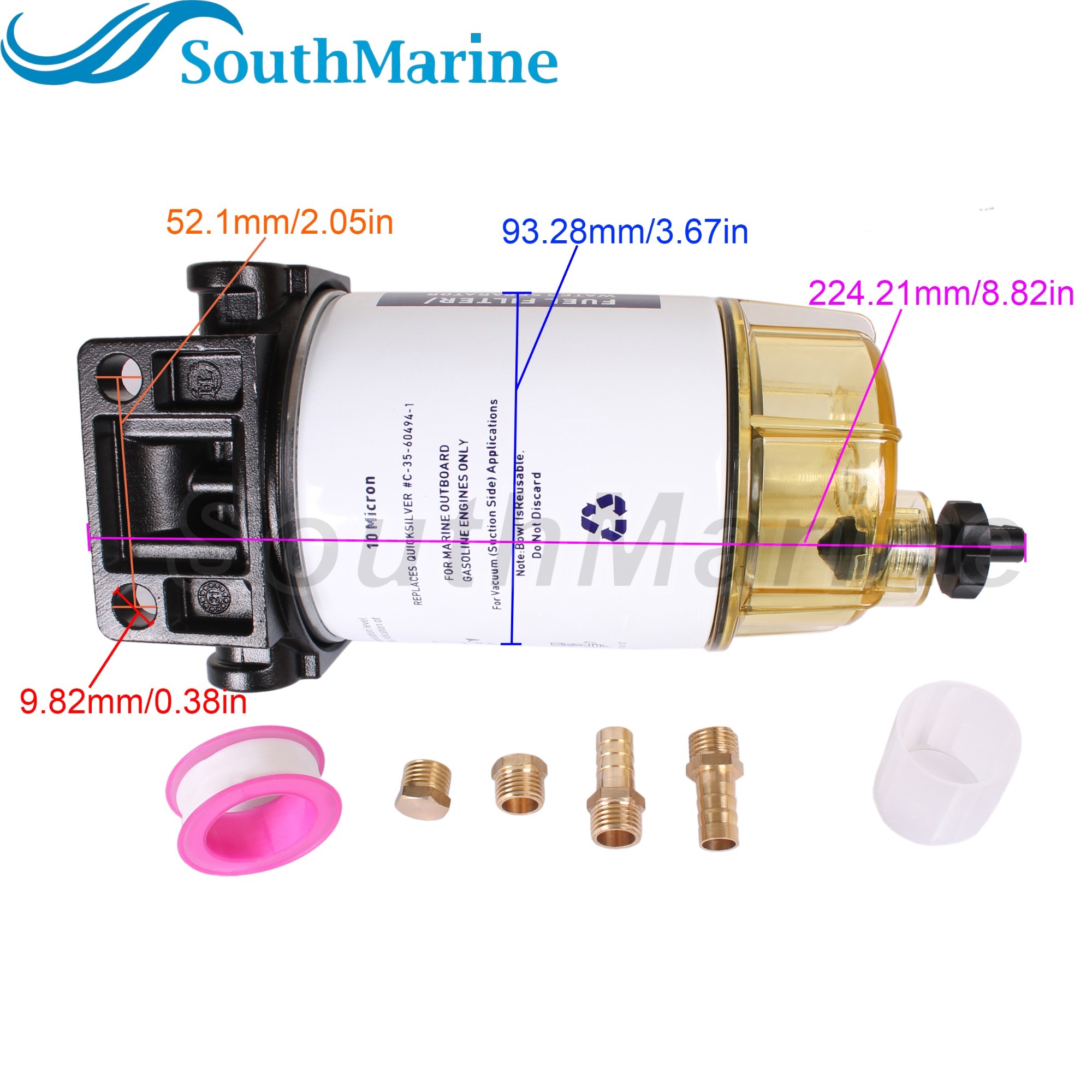 Boat Engine S3213 B32013 18-7919 18-7932-1 18-17928 Fuel Filter Water Separator Assembly MAR-24563-00 for Yamaha 60 GPH