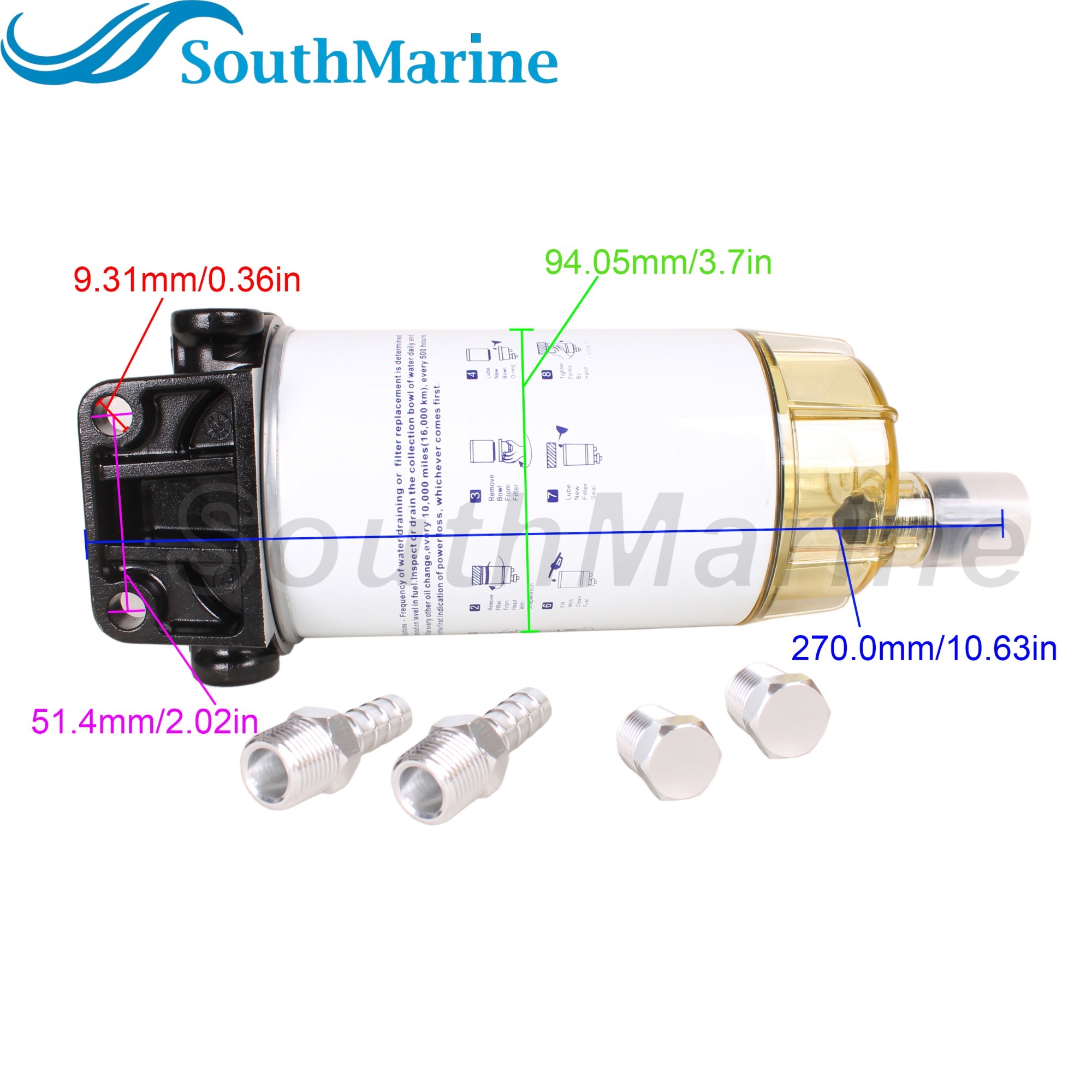 Fuel Filter Water Separator Assembly 660RRAC01 660R-RAC-01 S3232 18-7949 for Mercury Marine Engine Spin-On 660 Series , 10 Micron