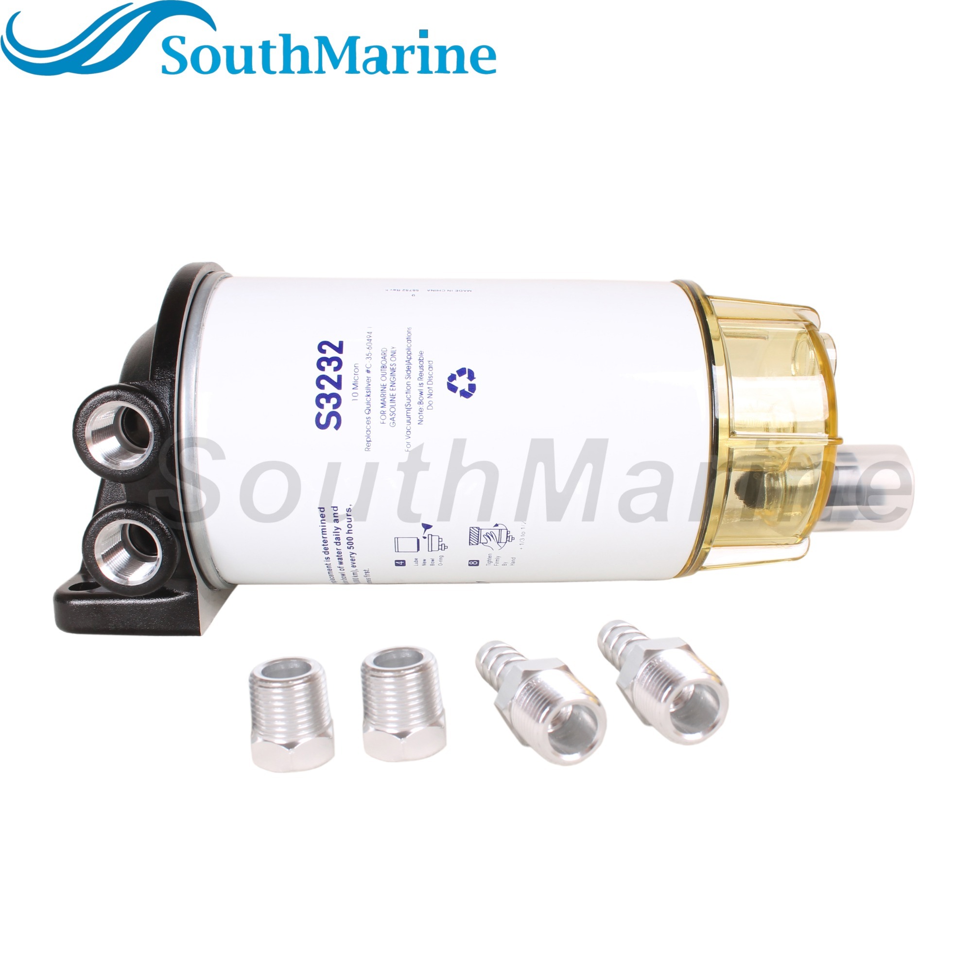 Fuel Filter Water Separator Assembly 660RRAC01 660R-RAC-01 S3232 18-7949 for Mercury Marine Engine Spin-On 660 Series , 10 Micron