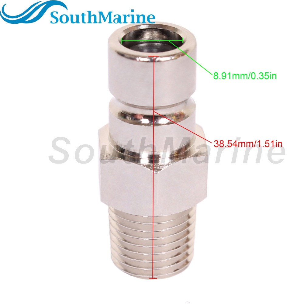 Boat Engine Fuel Line Connector Fitting 033496-10 for Honda 1/4" Npt Male Tank-Side, ('91 & Newer), Chrome Plated, Tank Side Male