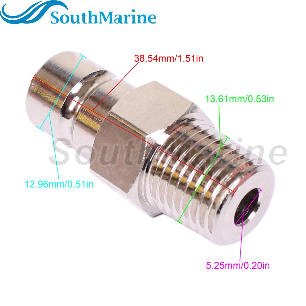 Boat Engine Fuel Line Connector Fitting 033496-10 for Honda 1/4" Npt Male Tank-Side, ('91 & Newer), Chrome Plated, Tank Side Male