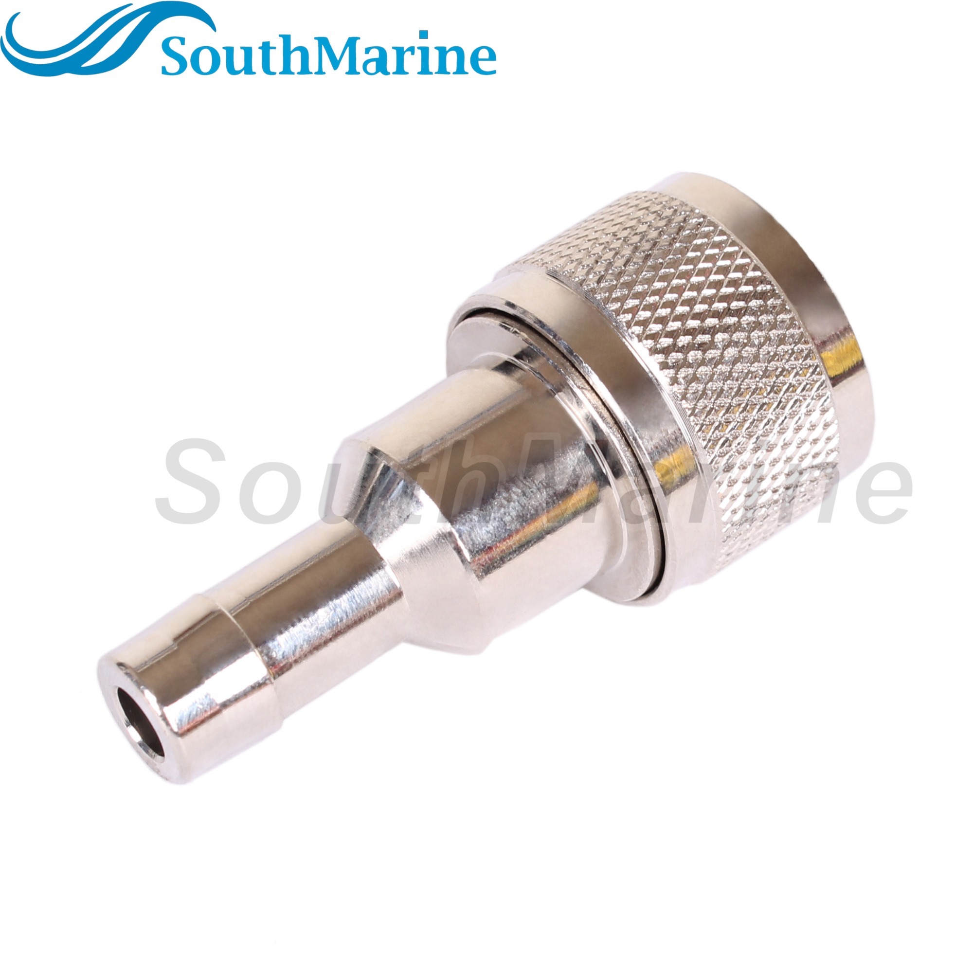 Boat Engine Fuel Line Connector 033498-10 for Honda 3/8" Barb Hose-To-Tank, ('91 & Newer), Chrome Plated, Tank Side Female