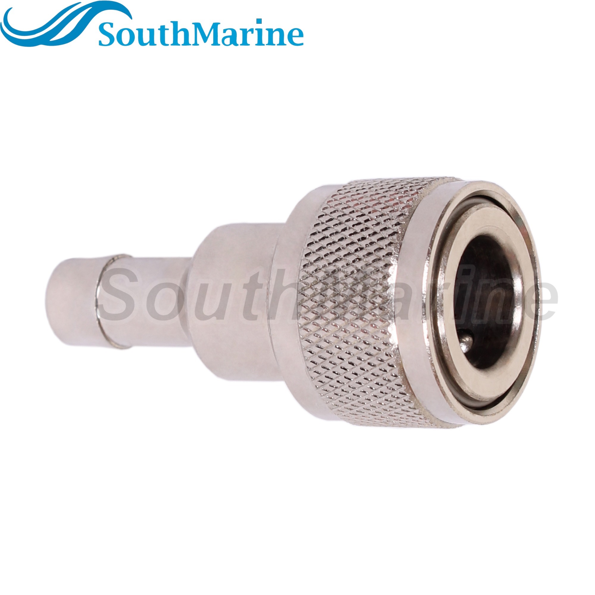Boat Engine Fuel Line Connector 033498-10 for Honda 3/8" Barb Hose-To-Tank, ('91 & Newer), Chrome Plated, Tank Side Female