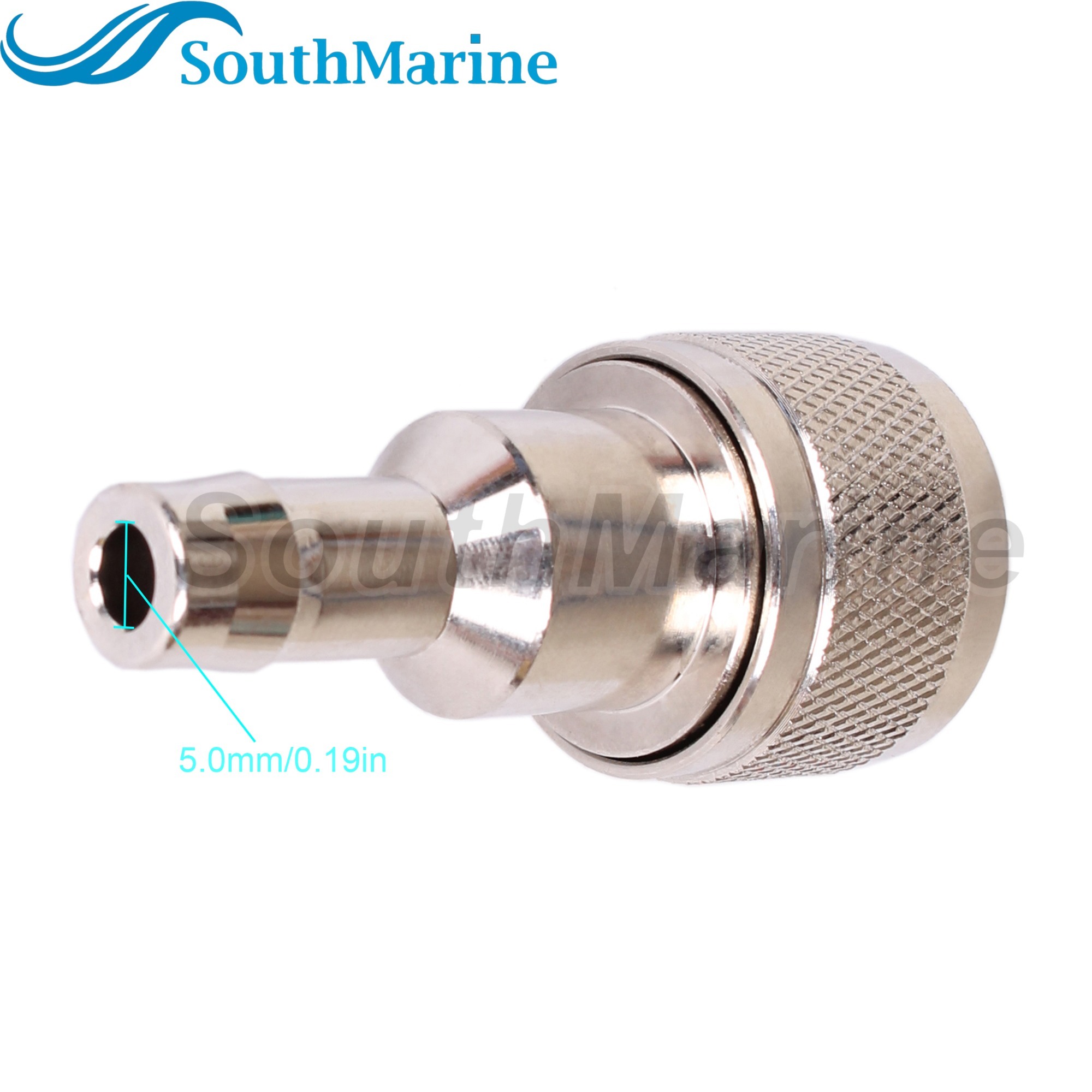 Boat Engine Fuel Line Connector 033498-10 for Honda 3/8" Barb Hose-To-Tank, ('91 & Newer), Chrome Plated, Tank Side Female
