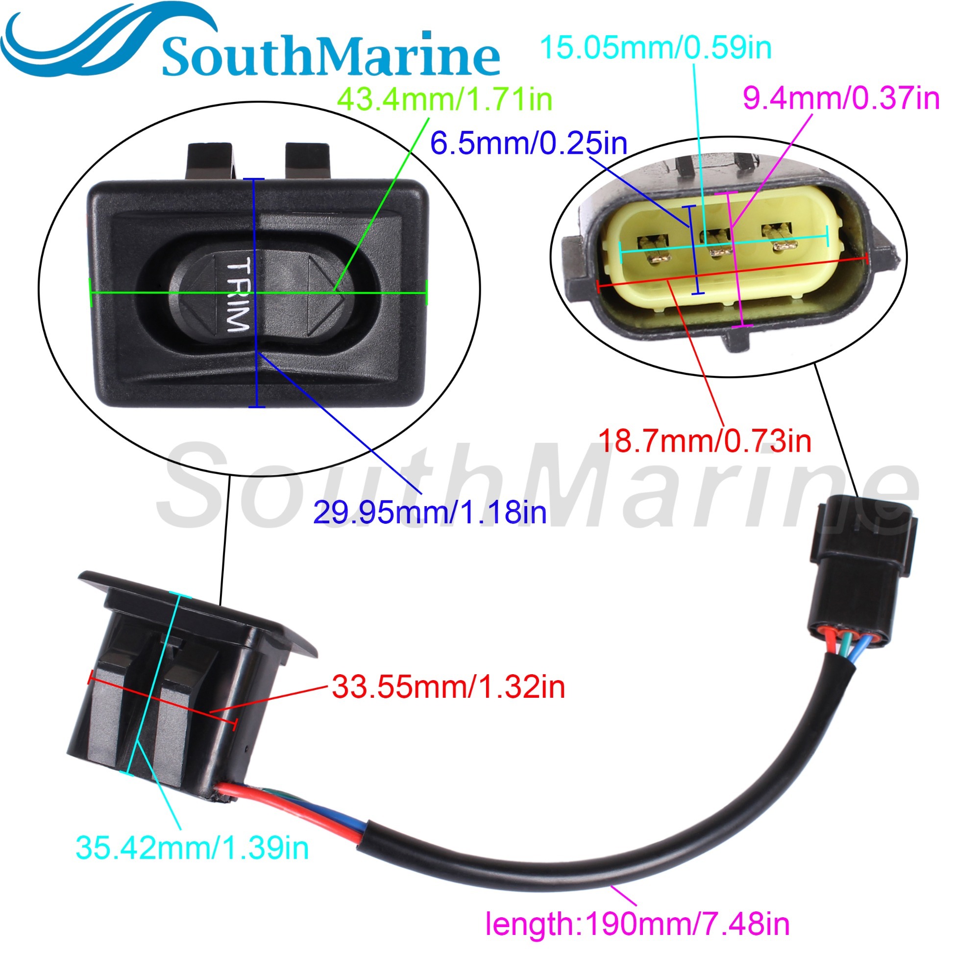 Boat Engine 87-8M0042300 87-8569901 87-896620001 Bottom Rear Cowl Trim Tilt Switch for Mercury Quicksilver Mariner 25HP-400HP