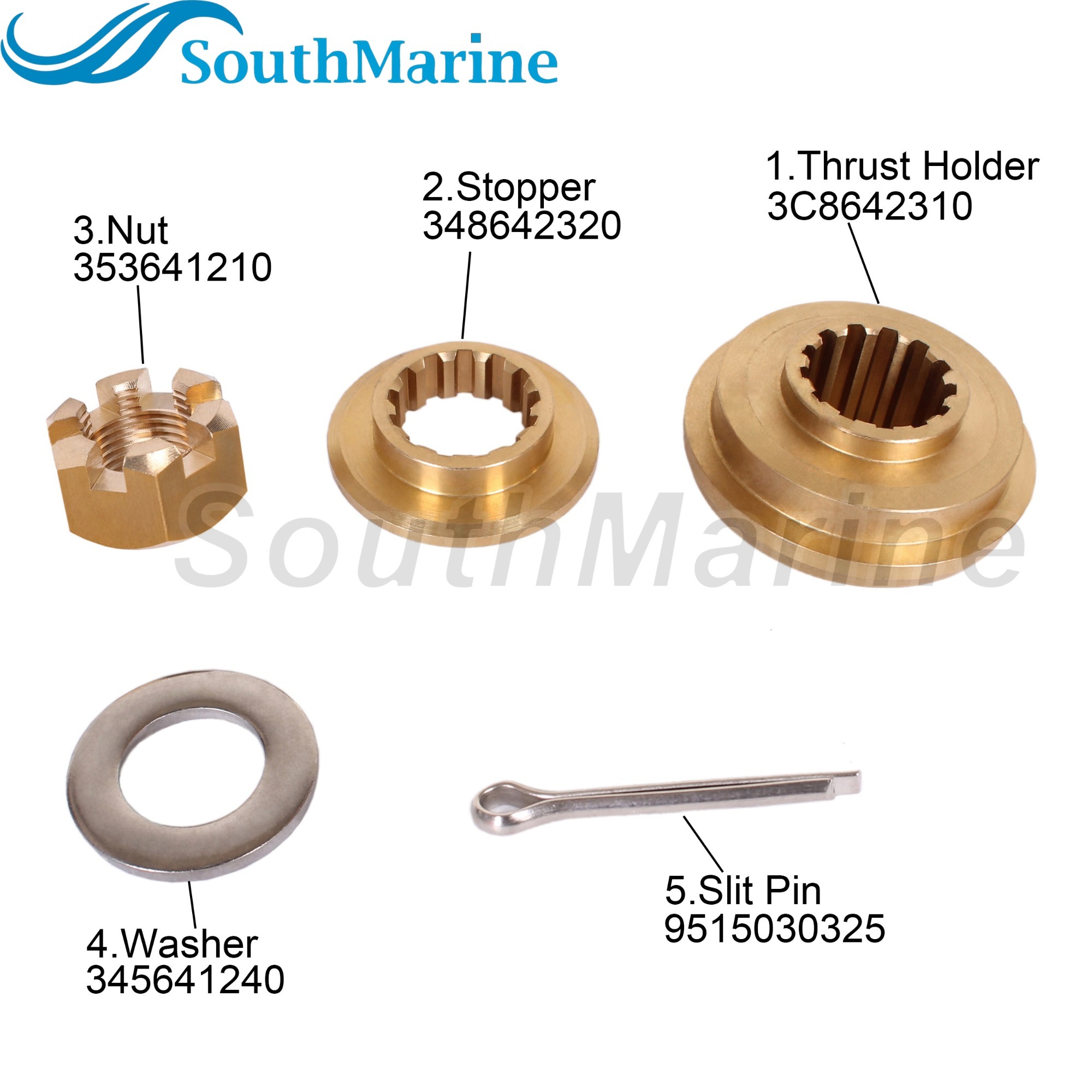 Boat Engine 3T5-87326-0 3TW873260 Propeller hardware kit for Tohatsu Nissan 40HP 50HP, 3C8642310 Thrust Holder 348642320 Stopper
