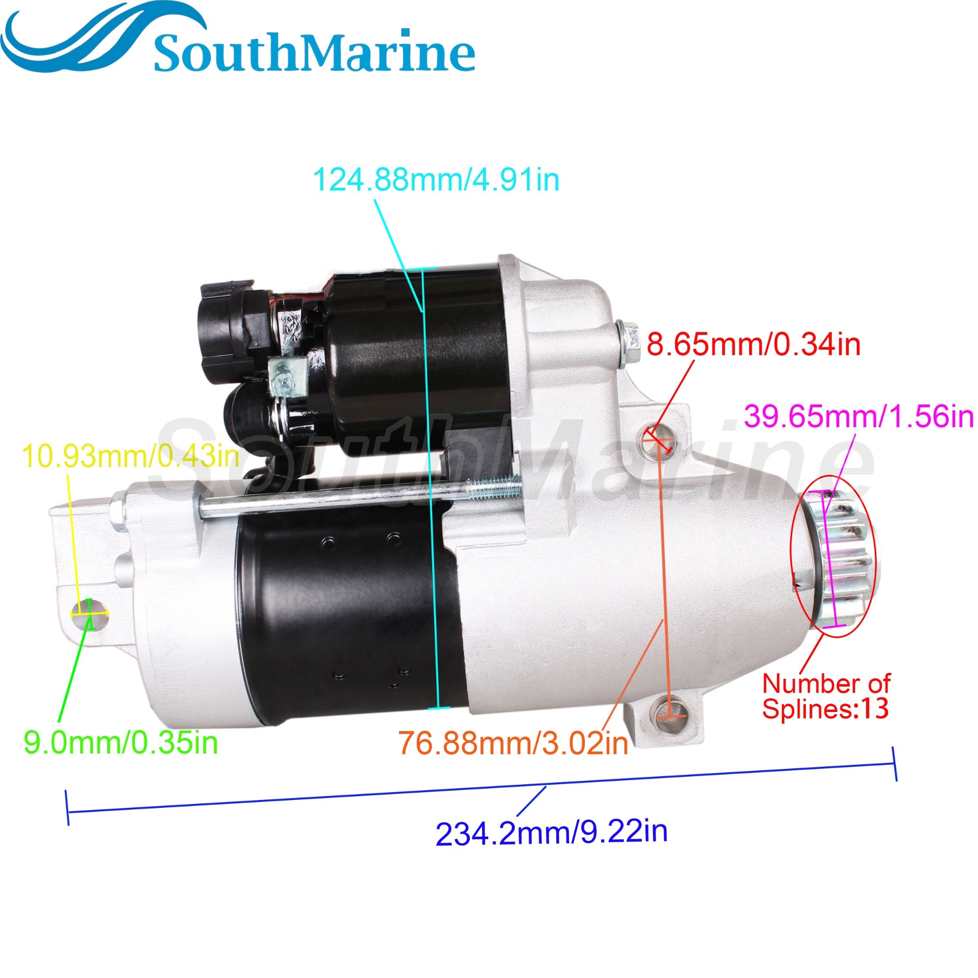 Outboard Engine 6C5-81800-00 6CJ-81800-00 6CJ-81800-01 Starter Motor for Yamaha 50HP 60HP 70HP, S114-916A S114916B for Hitachi