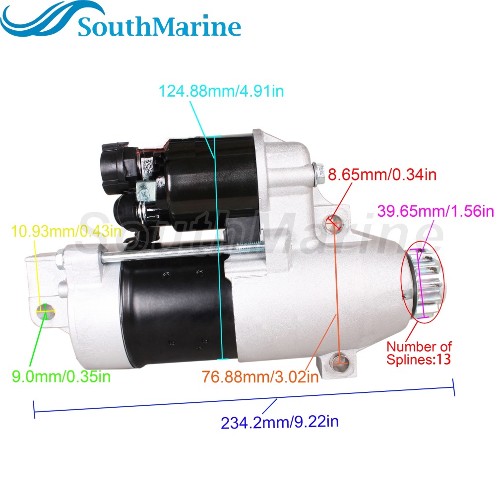 Outboard Engine 6C5-81800-00 6CJ-81800-00 6CJ-81800-01 Starter Motor for Yamaha 50HP 60HP 70HP, S114-916A S114916B for Hitachi