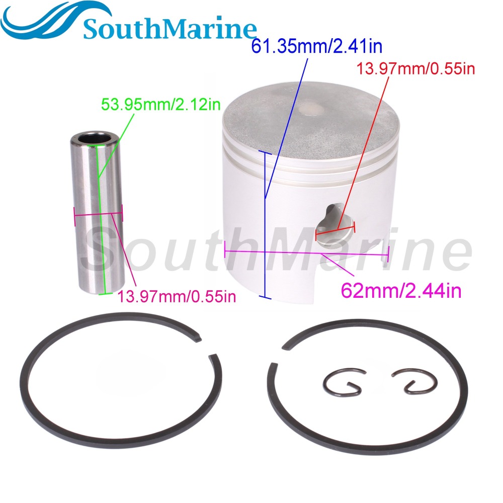 Boat Engine 351H-62 STD Piston Set & Ring for Hidea 20F T20 20HP Boat Motor, 62mm STD