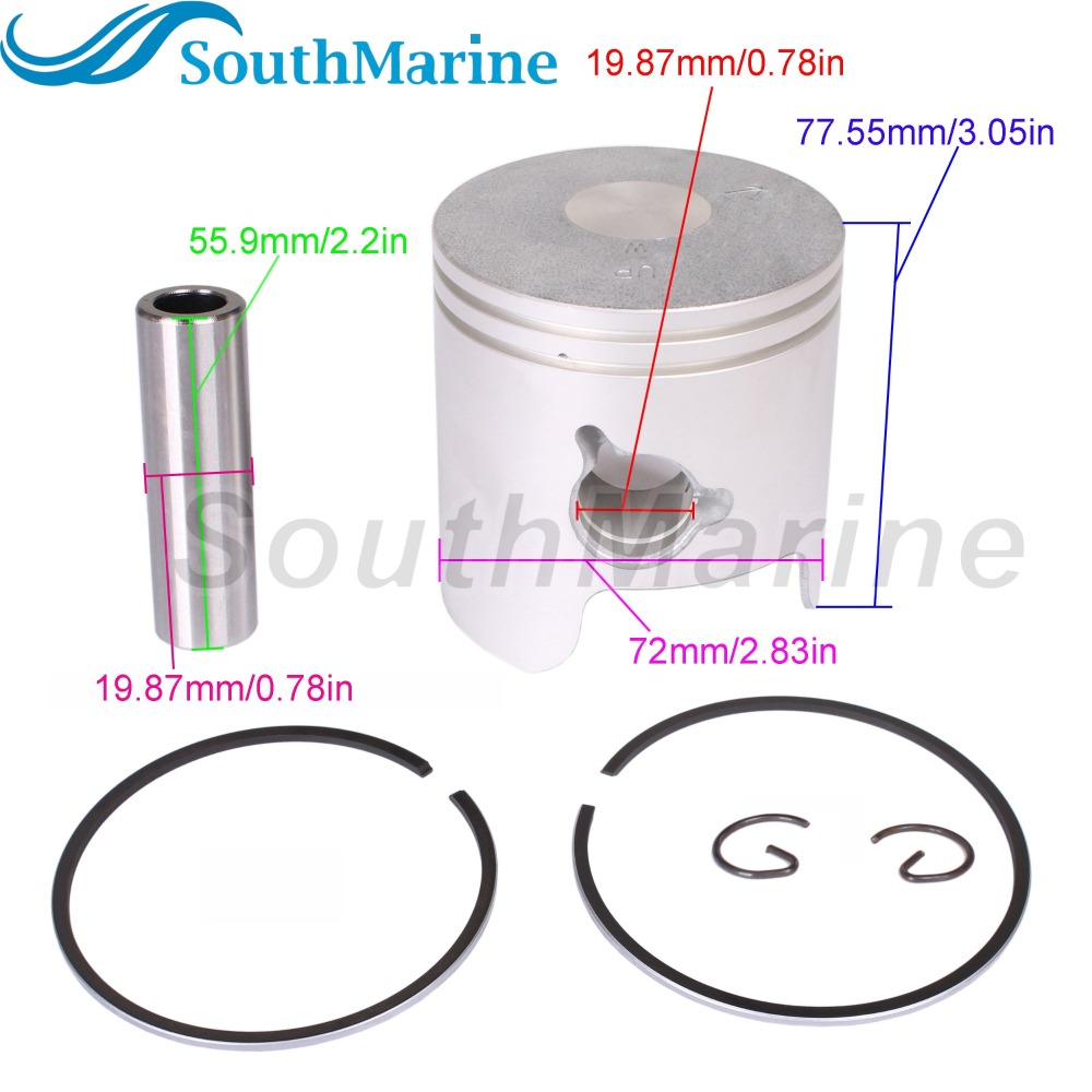 Boat Engine 6H3-11631-01-96 18-4091 STD Piston Set & 6K5-11601-02 18-4135 Ring for Yamaha 60HP 70HP, 72mm STD