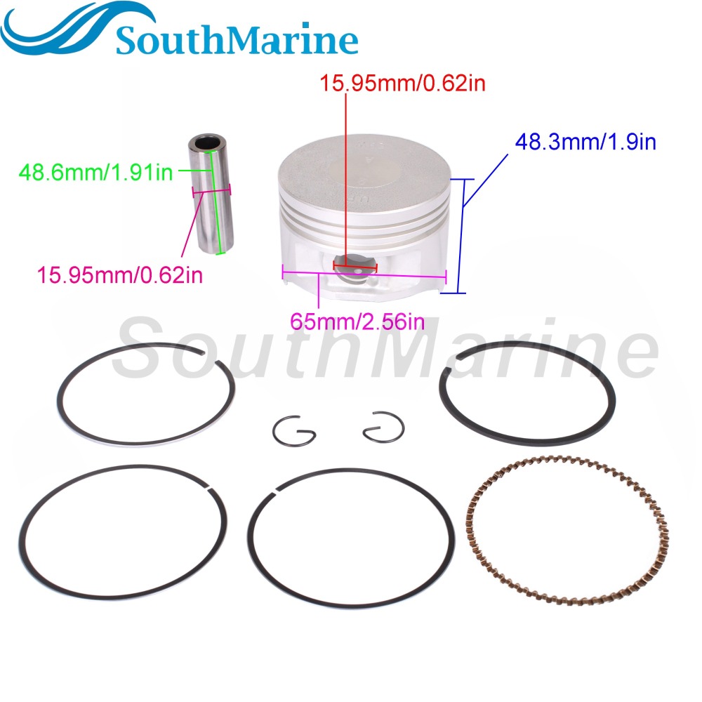 Boat Engine 69W-11631-00-97 69W-11631-01-97 STD Piston Set & 67C-11603-00 01 Ring for Yamaha 25HP 30HP 40HP 50HP 60HP, 65mm STD