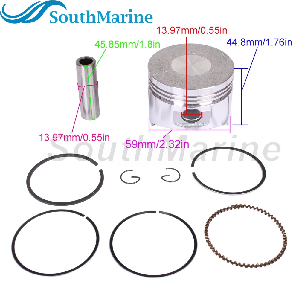 Boat Engine 66M-11631-00-96 STD Piston Set & 66N-11603-00 Ring for Yamaha 9.9HP 15HP / 834963T 850846 825839 850847 for Mercury