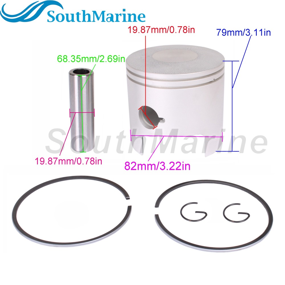 Outboard Engine 688-11631-03-94 688-11631-02-96 688-11631-02-95 STD Piston Set & 688-11603-A0 Ring for Yamaha 48HP 50HP 55HP 75HP 85HP Boat Motor, 82m