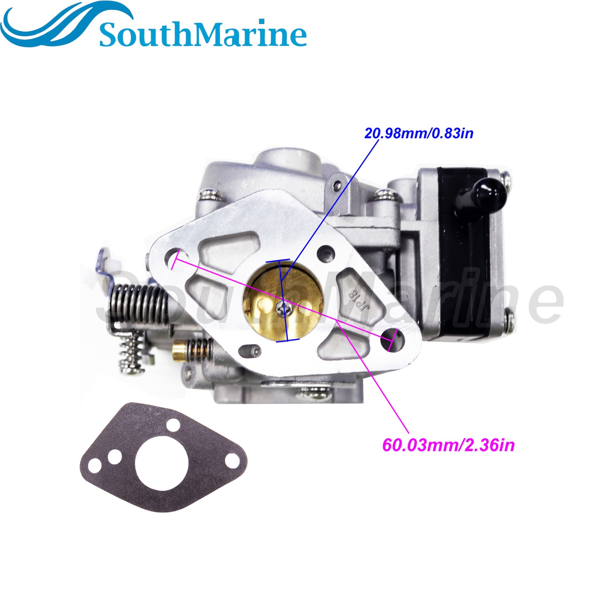SouthMarine Boat Engine Carburetor Assy and Gasket for Hangkai 2-Stroke 9.8hp 12hp Outboard Motor