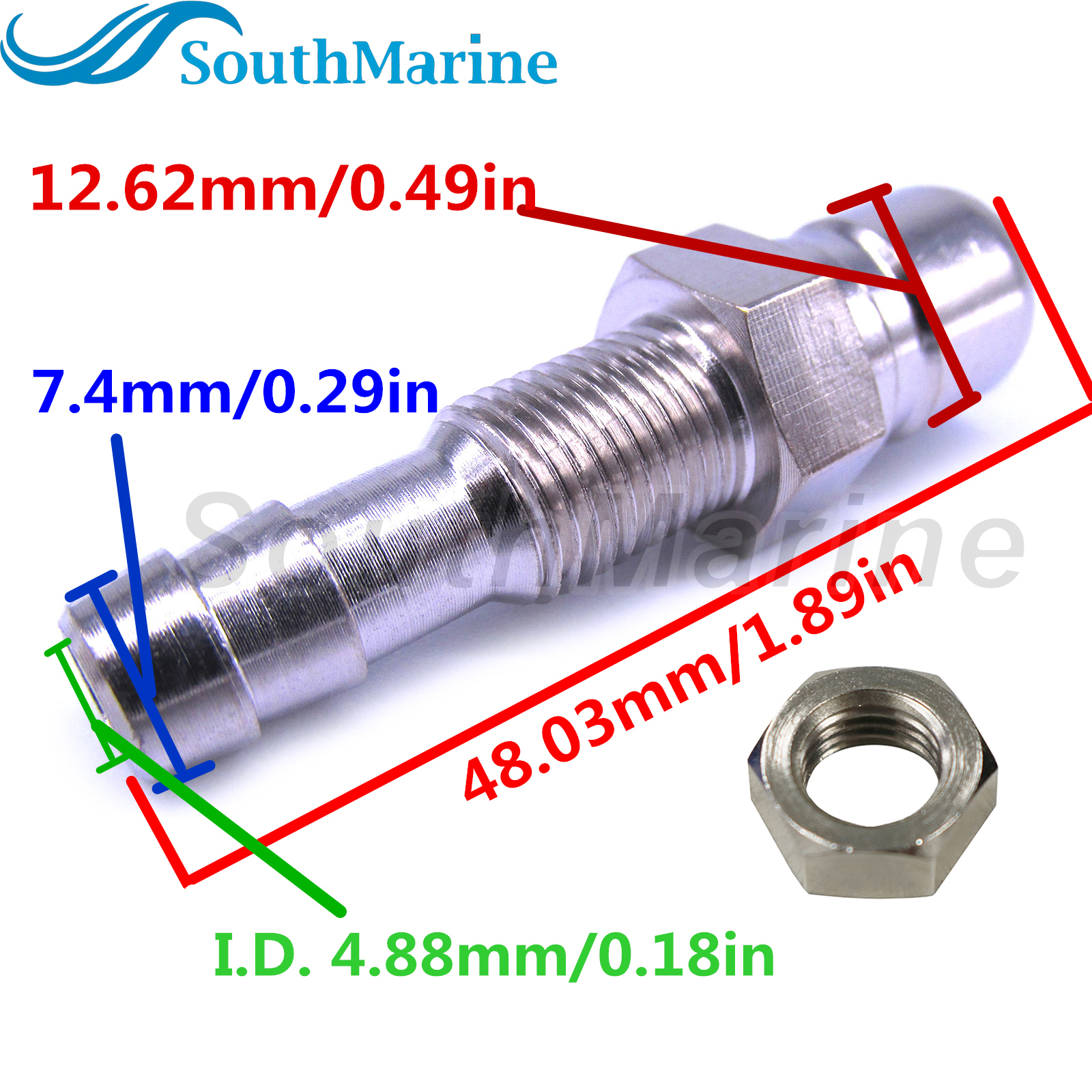 Boat Motor 3B2-70260-1 3B2702601 3B2702601M Male Engine Side Fuel Connector for Nissan forTohatsu 9.9HP-70HP Outboard Engine, 1/4in
