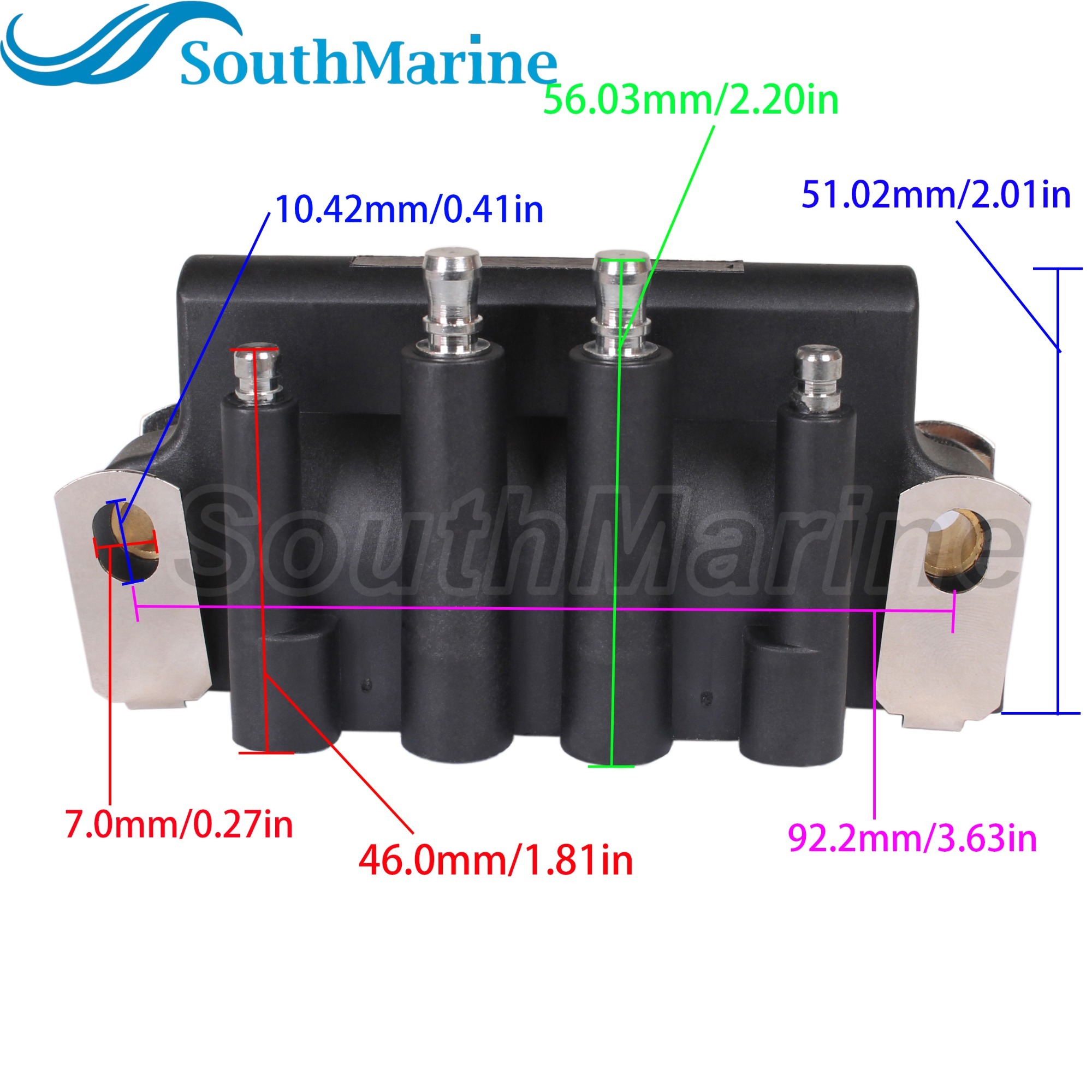 583740 583298 183-3740 9-23104 18-5170 Dual Plug Wire Ignition Coil for Evinrude Johnson OMC BRP 2HP-175HP / 879614 for Mercury