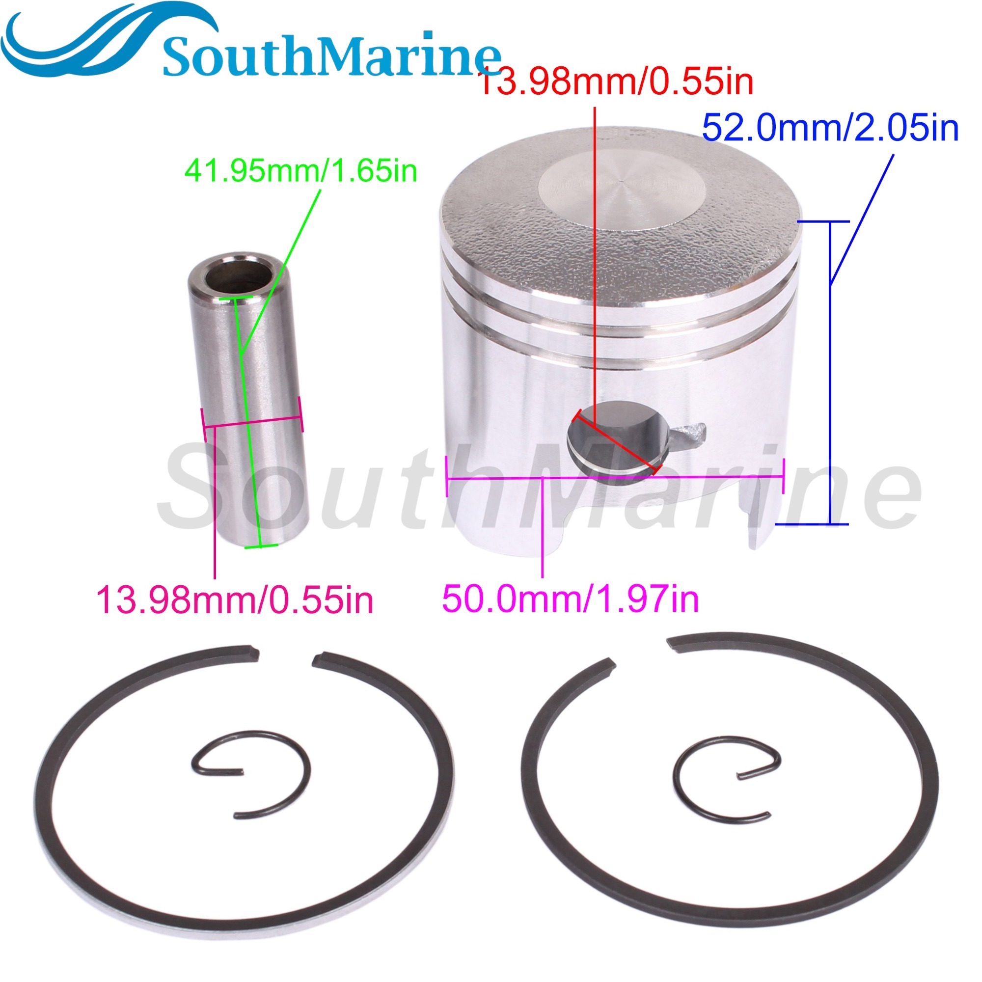 Boat Engine 3B2-00001-1/0 3B2000011M/0M STD Piston Set 3B2-00011-0 Ring or Tohatsu Nissan 6HP 8HP 9.8HP/ 804886 for Mercury