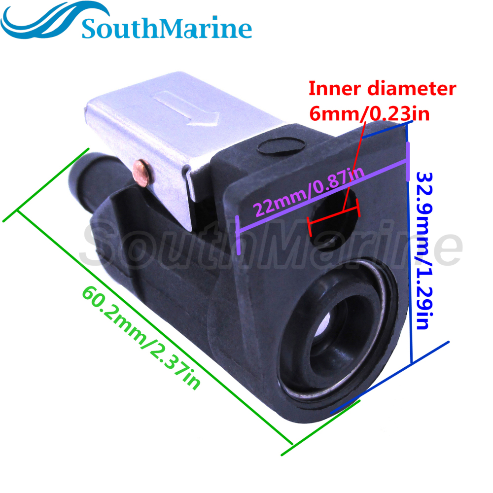 Boat Engine 6E5-24305-00 01 02 03 04 05 06 Fuel Connector Pipe Joint for Yamaha Parsun HDX 8HP-60HP, Engine Side, 5/16" 8mm