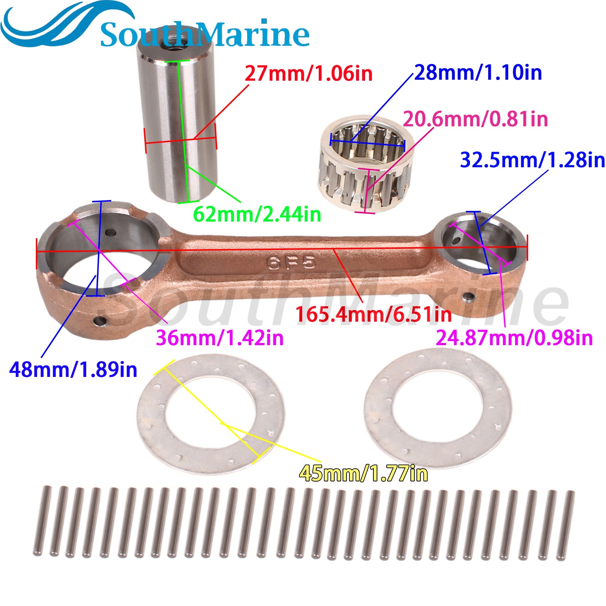 Boat Engine 66T-11650-00 66T-11650-01 Connecting Rod Kit for Yamaha 40HP E40X 2-Stroke X series 40XMH