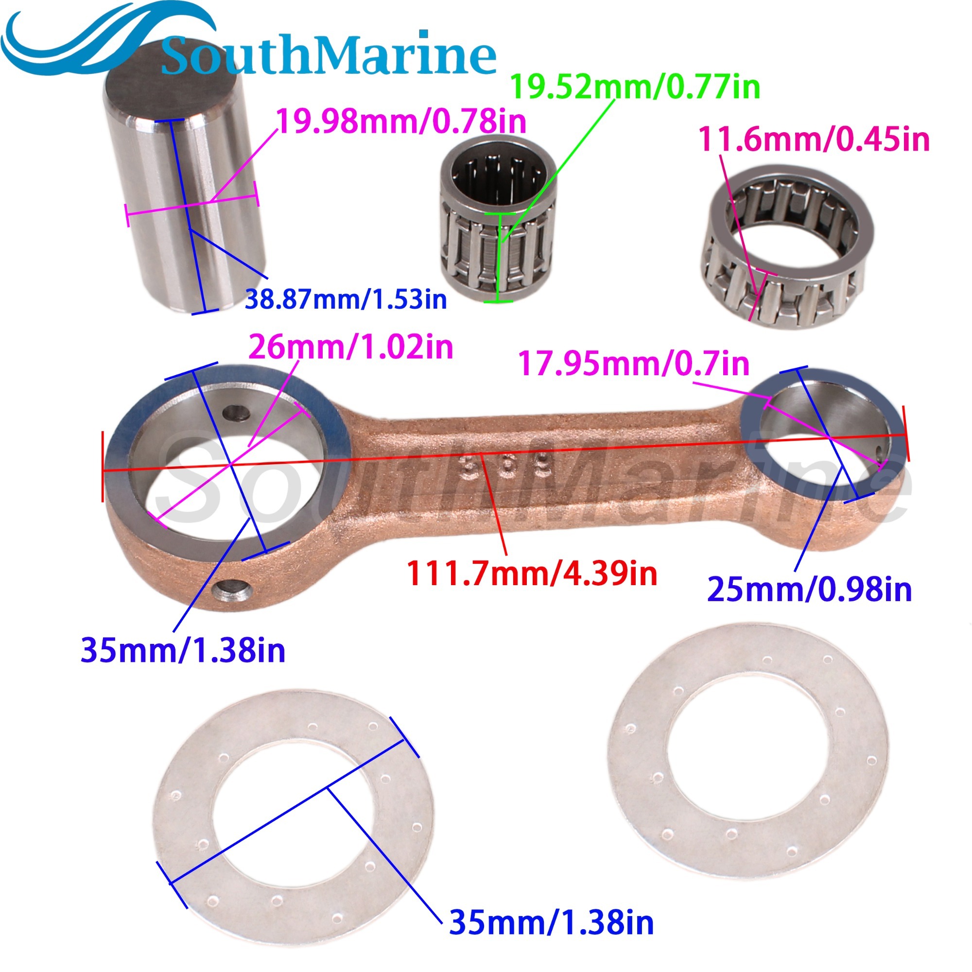 Boat Engine 369-00040-0 369000400M Connecting Rod Kit for Tohatsu Nissan 4HP 5HP M4C M5B M5BS NS4C NS5B / 813047 for Mercury
