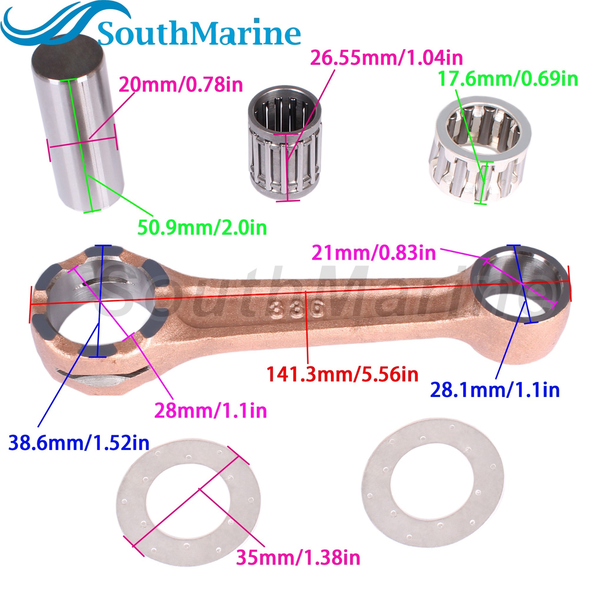 Boat Engine 336-00040-1 336000401M Connecting Rod Kit for Tohatsu Nissan 25HP 30HP M30A3 M25C3 NS30A4 / 8130471 for Mercury