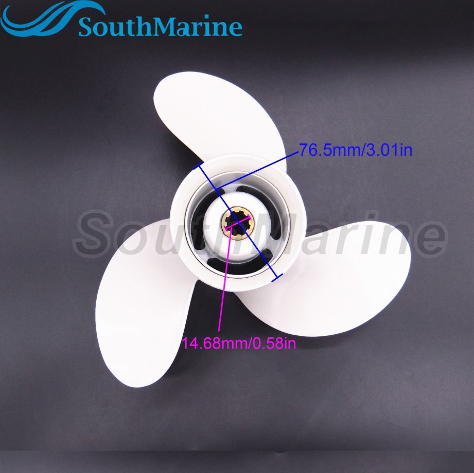 Outboard Motor 9.25x9 683-45945-00-EL Aluminum Alloy Propeller for Yamaha 9.9HP 15HP Boat Motor Prop, Size 9 1/4x9-J