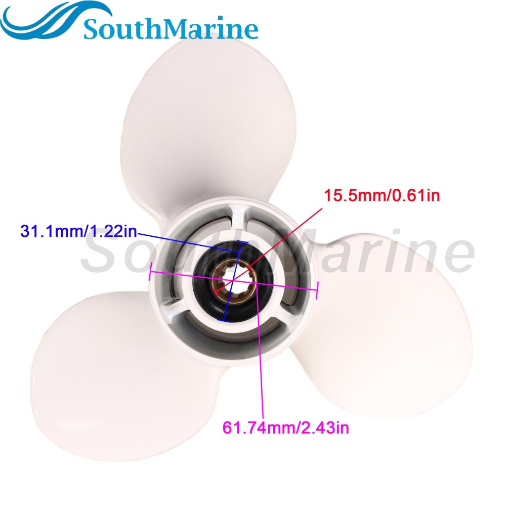 Outboard Motor 9.25x9 63V-45945-00-EL Aluminum Alloy Propeller for Yamaha 9.9HP 15HP 20HP Boat Motor Prop, Size 9 1/4x9-J