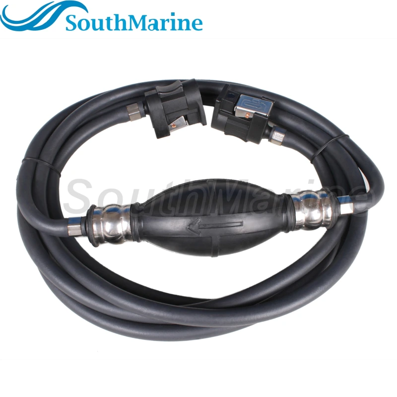 Boat Motor Fuel Line Hose with connector and Primer Assy 6Y2-24306-55-00 6Y2-24306-56-00 for Yamaha Outboard Motors , 6mm/1/4in Pipe, 3m length