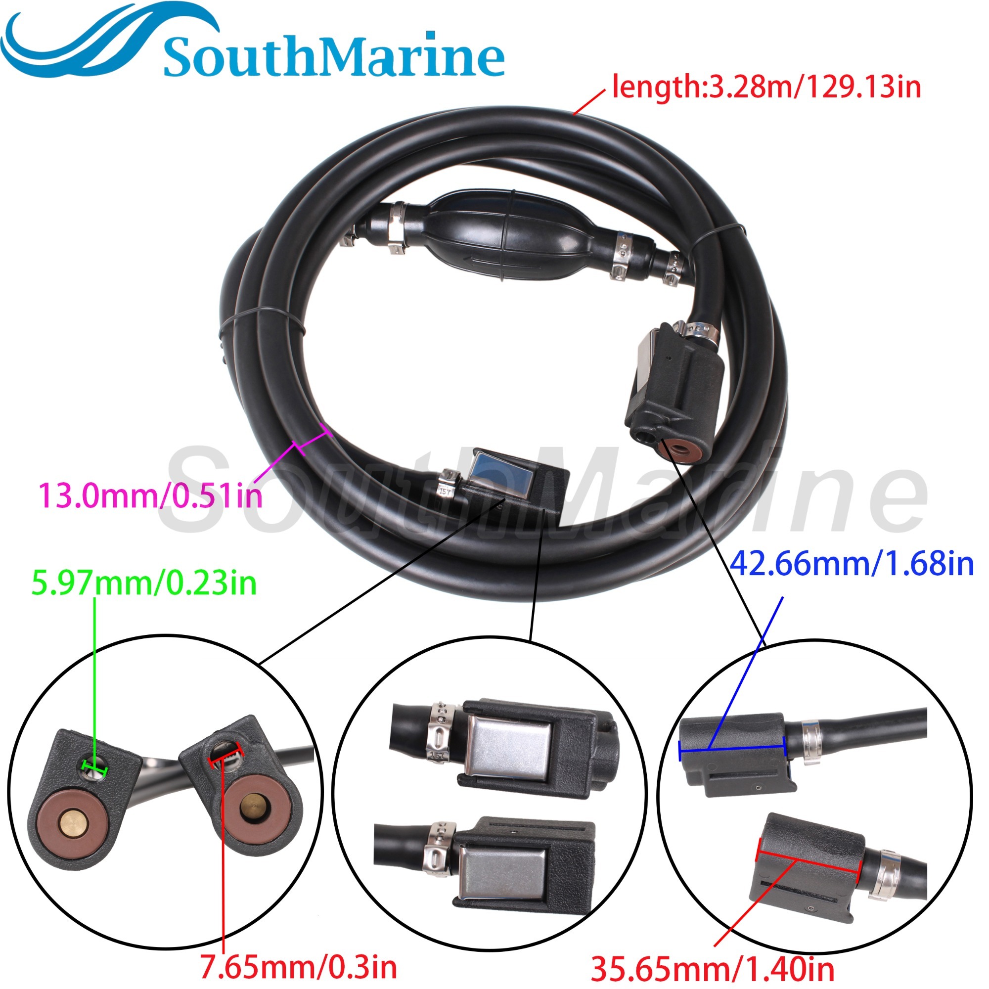 Outboard Motor 32-877680Q8 877680T8 8M0044836 8M0061895 Fuel Line with Primer Bulb & Connectors for Mercury Mariner 8HP -200HP