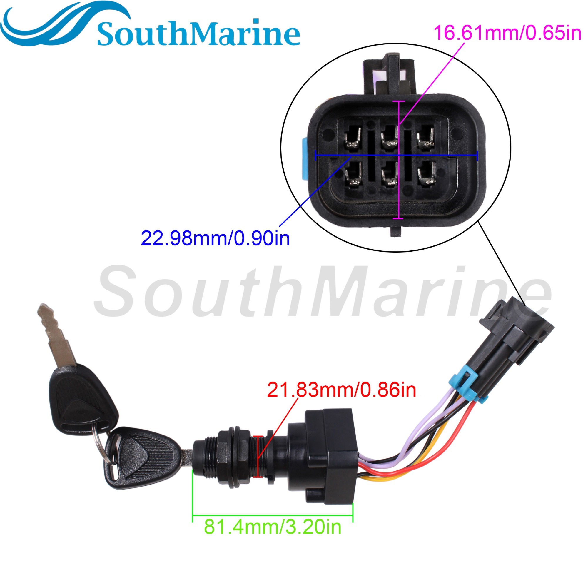 Boat Motor 87-893353A03 Ignition Key Switch with Housing for Mercury Mercruiser Quicksilver Mariner, 4 Position