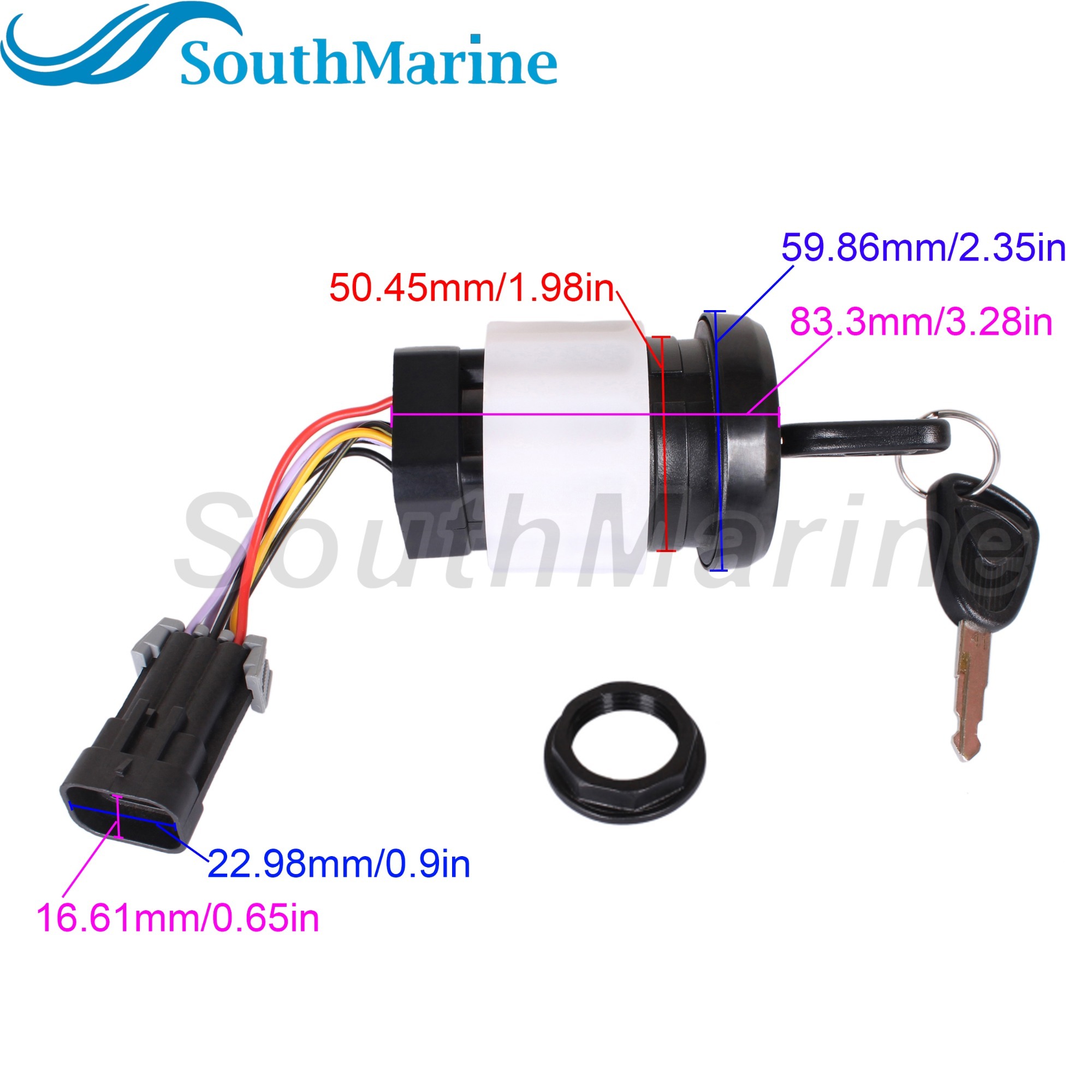 Boat Motor 87-893353A03 Ignition Key Switch with Housing for Mercury Mercruiser Quicksilver Mariner, 4 Position