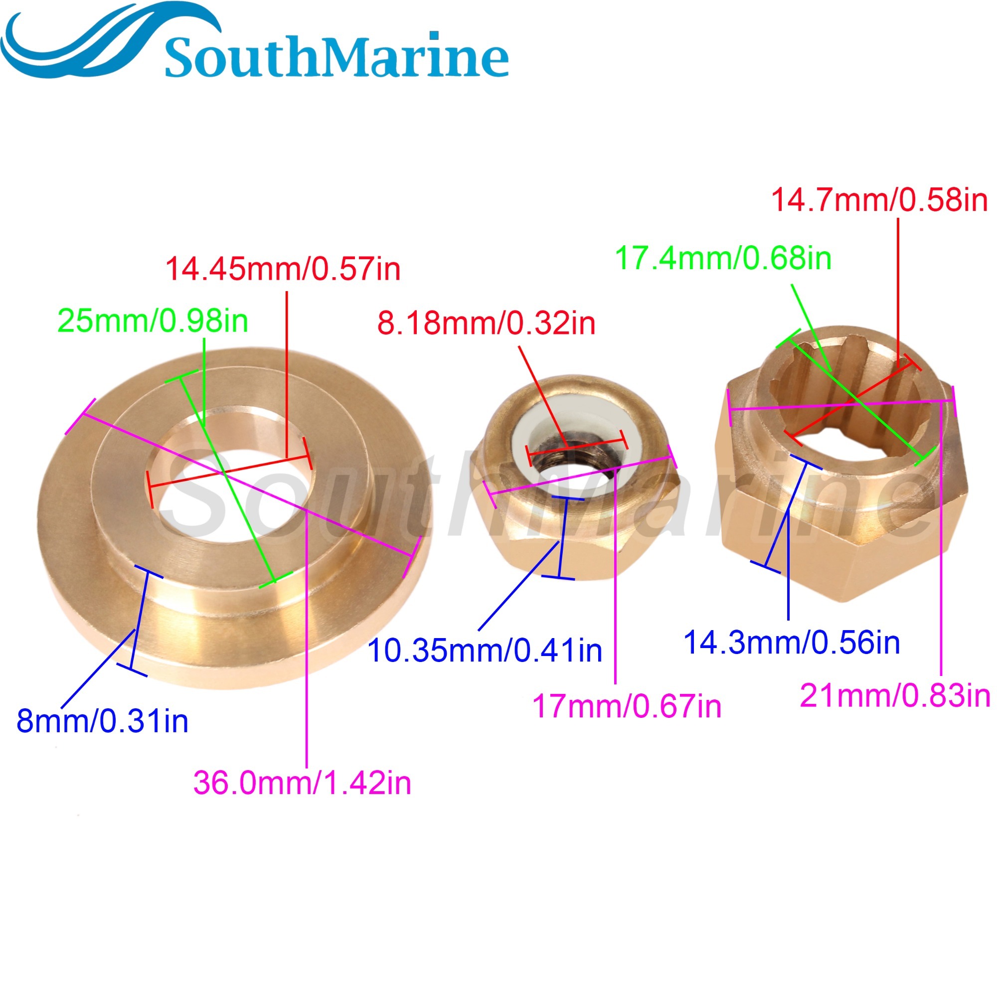 Outboard Motor 8219321 Thrust Washer, 23-420911 Spacer, 11-40140 13914 Propeller Nut for Mercury 6HP 8HP 9.9HP 10HP 15HP Prop Shaft
