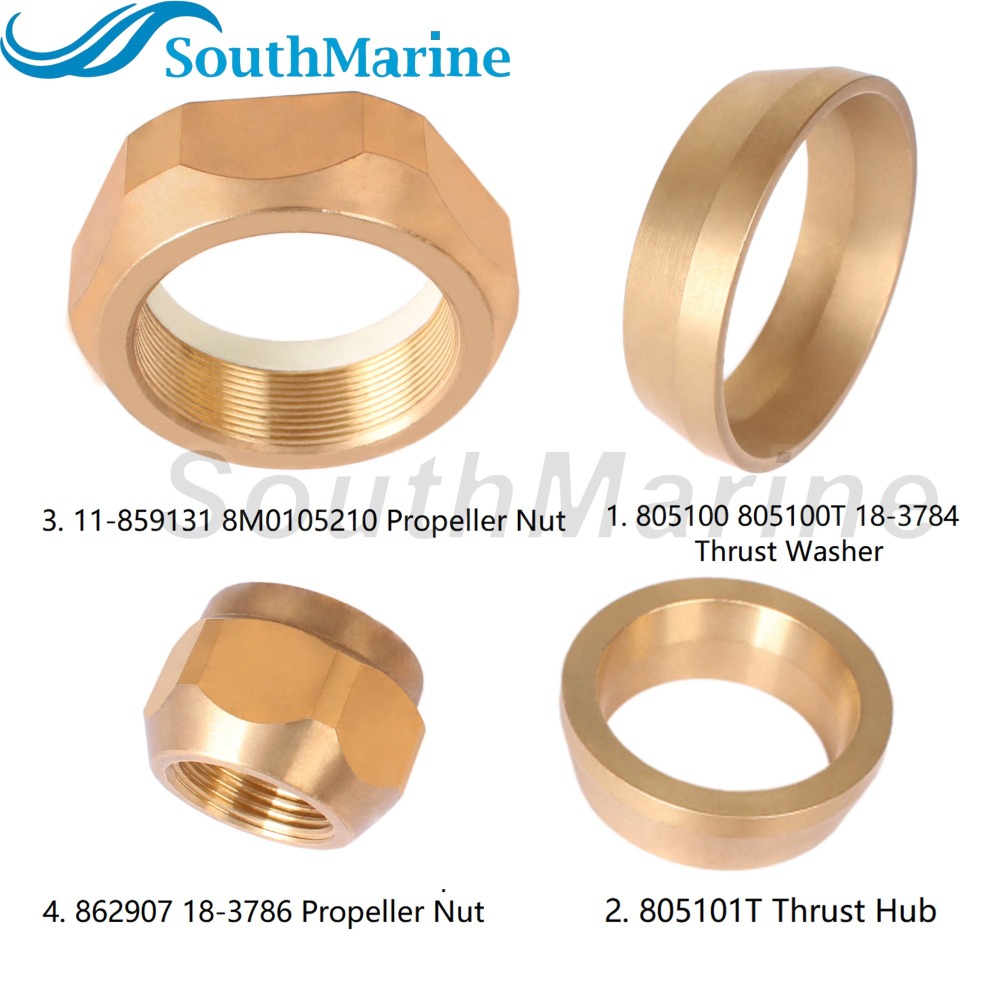 Outboard Motor 805100 805100T 18-3784 Thrust Washer, 805101T Hub, 11-859131 8M0105210 862907 18-3786 Propeller Nut for Mercury