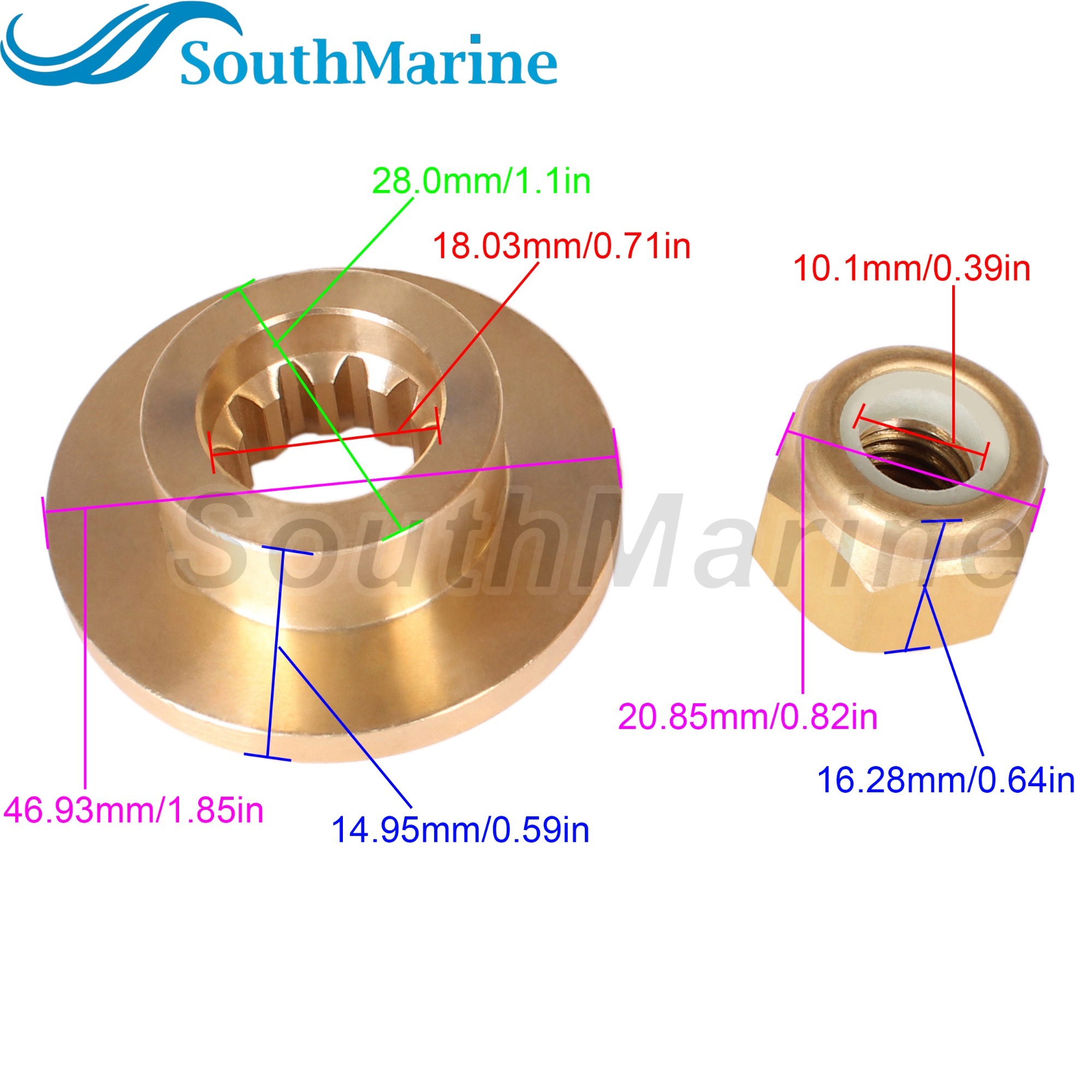 Outboard Motor 858498 8M0027793 Thrust Washer, 88228 18-3703 Propeller Nut for Mercury 9.9HP 13.5HP 15HP 20HP 25HP Prop Shaft