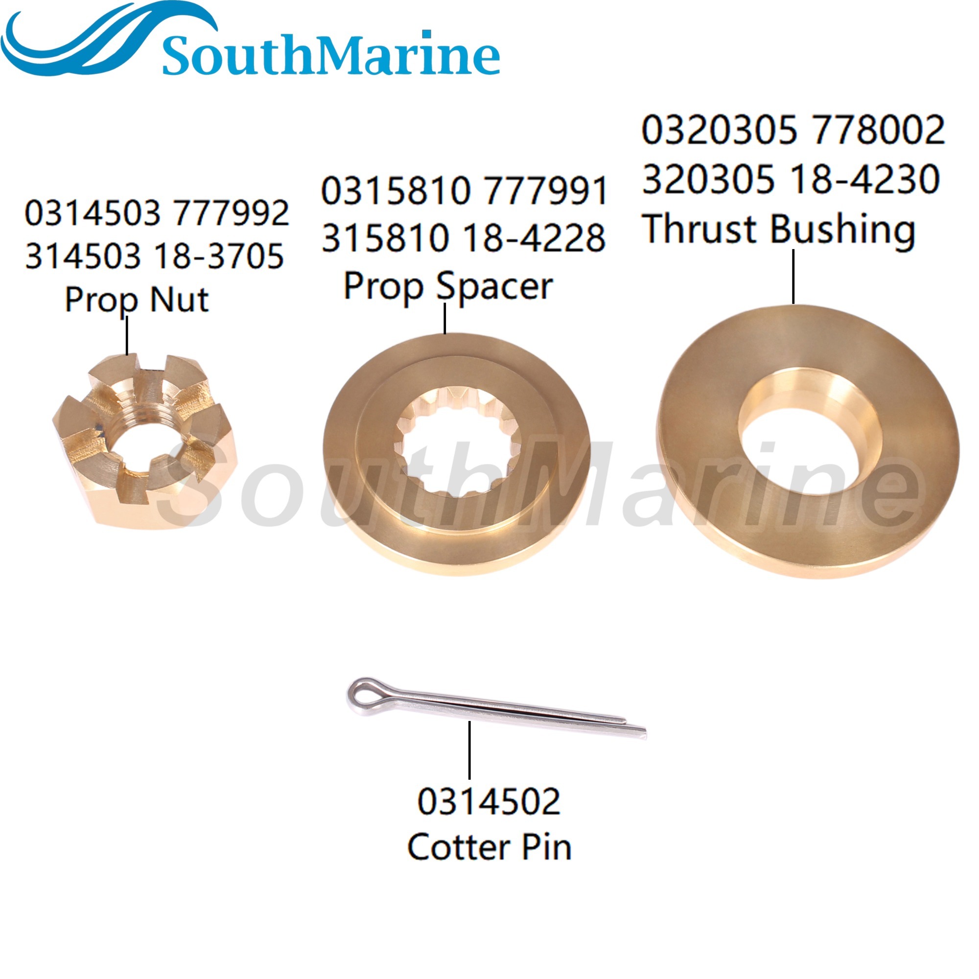 Outboard Motor 0320305 18-4230 Thrust Bushing 0315810 Washer Spacer for Evinrude Johnson BRP 35HP-75HP Propeller Hardware Kit