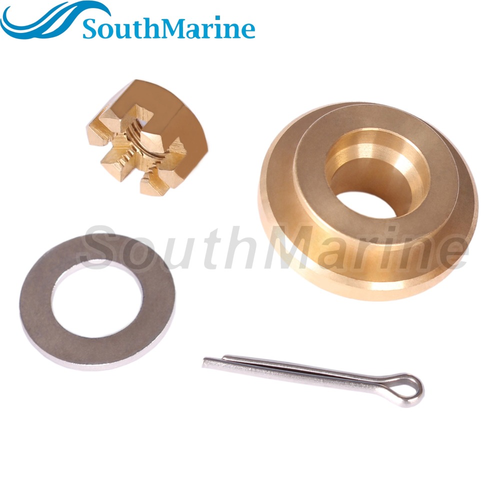 Outboard Motor 6G1-45987-02 01 6N0-G5987-10 Spacer, 90201-10M01 Plain Washer, 90171-10M01 Castle Nut for Yamaha 6HP 8HP 9.9HP