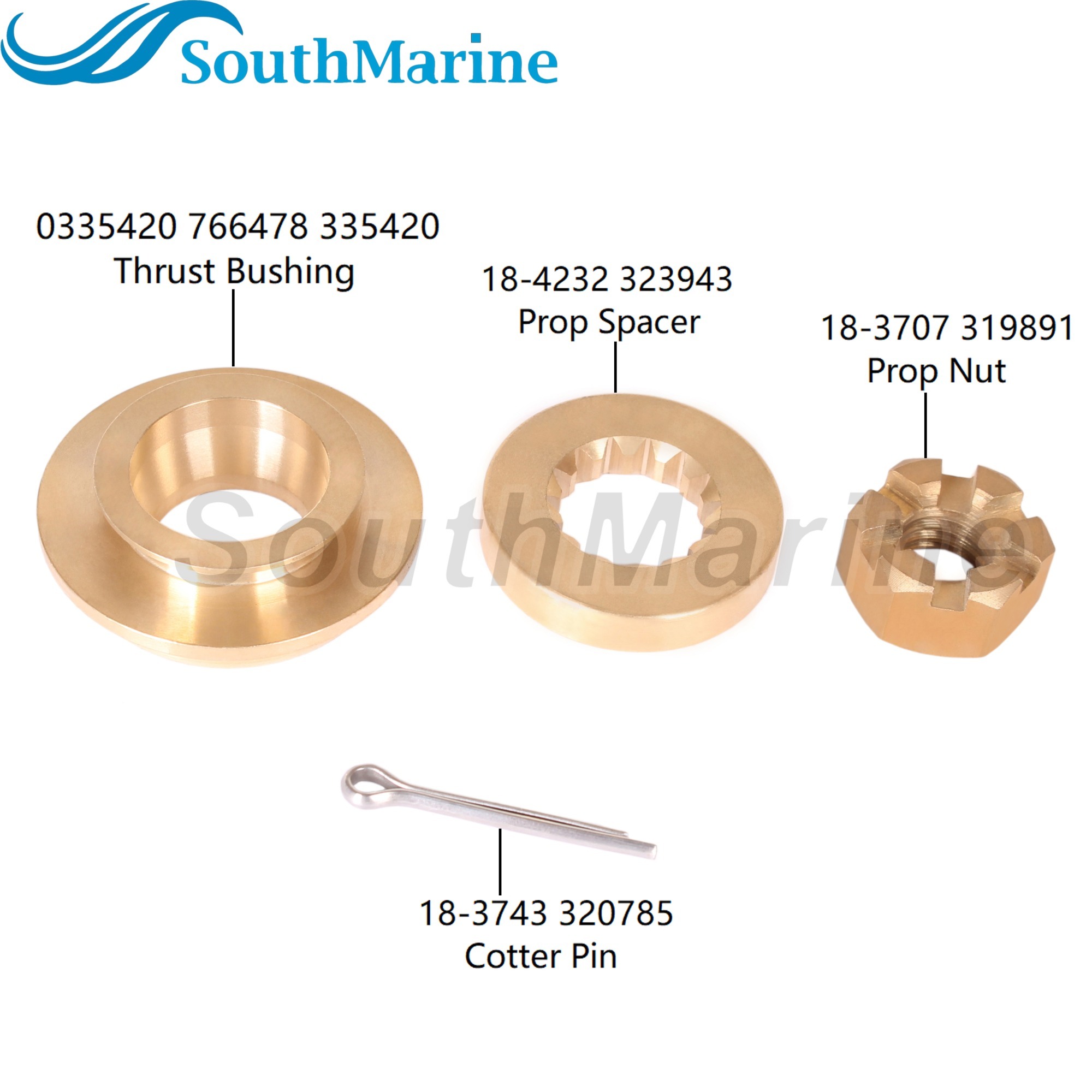 Outboard Motor 0335420 Thrust Bushing, 0323943 Spacer for Evinrude Johnson OMC BRP 20HP-35HP, 0175268 Propeller Hardware Kit