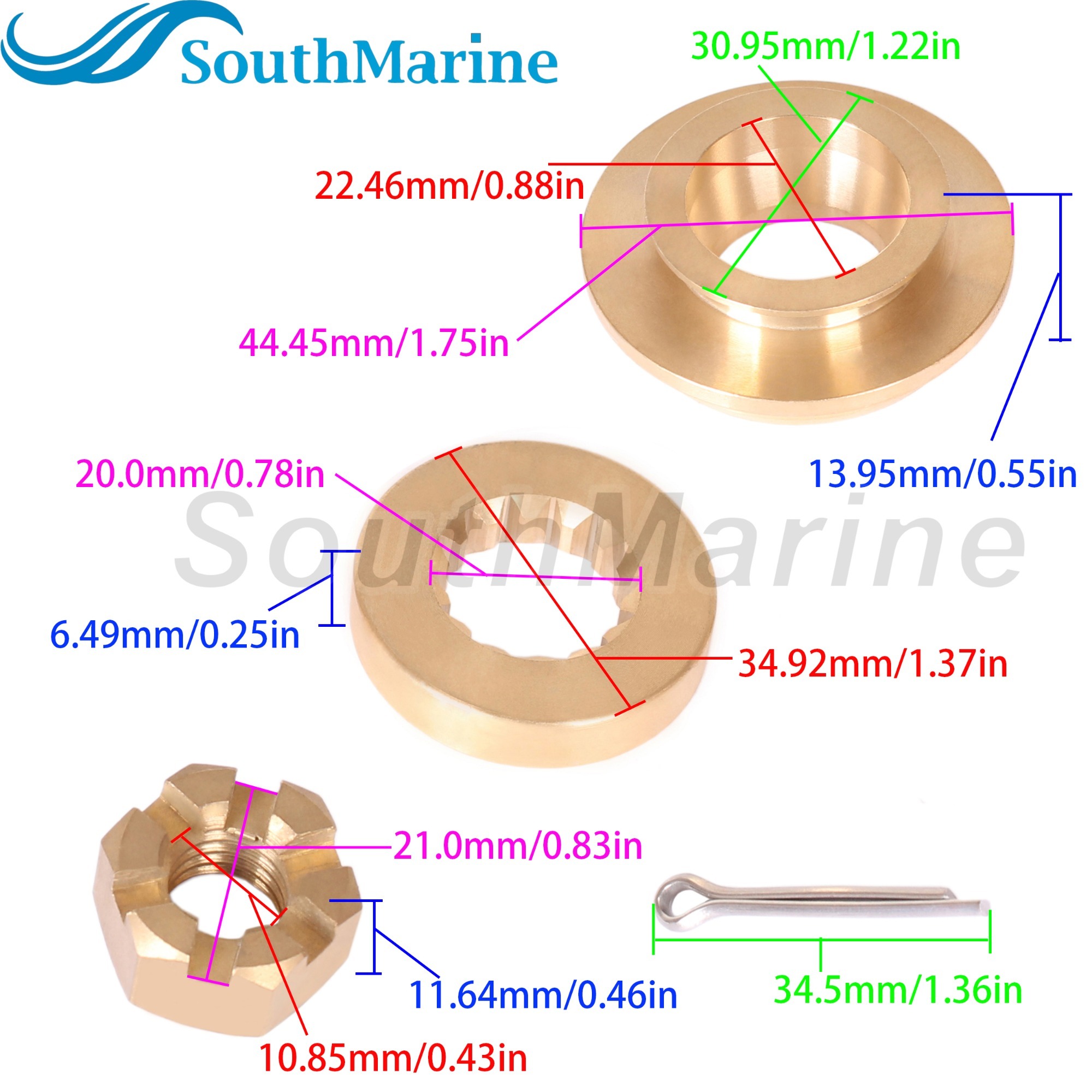 Outboard Motor 0335420 Thrust Bushing, 0323943 Spacer for Evinrude Johnson OMC BRP 20HP-35HP, 0175268 Propeller Hardware Kit