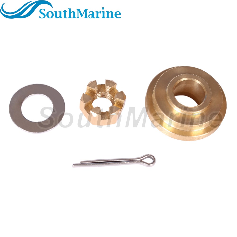 Outboard Motor 6G1-45987-02 01 6N0-G5987-10 Spacer, 90201-10M01 Plain Washer, 90171-10M01 Castle Nut for Yamaha 6HP 8HP 9.9HP