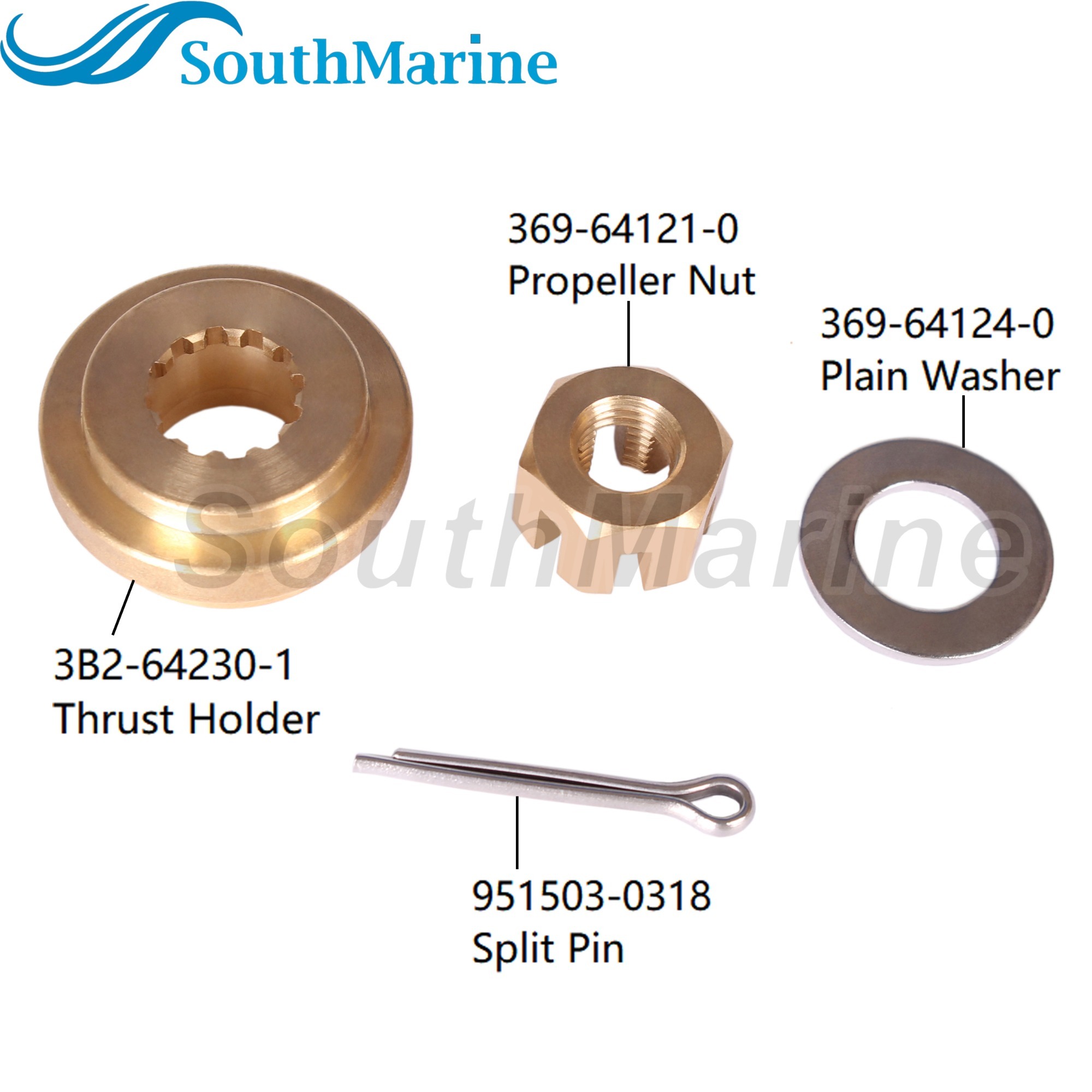 Outboard 3UA-64231-0 3B2-64230-1 2 3B2642301M Thrust Holder, for Tohatsu Nissan 8HP 9.8HP, 8M0131240 for Mercury Propeller Nut