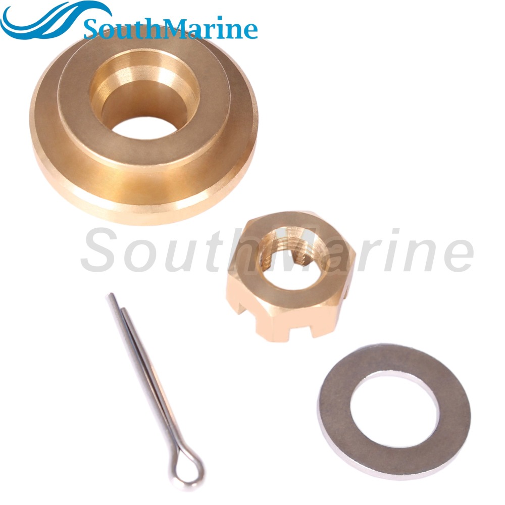 Outboard Motor 6G1-45987-02 01 6N0-G5987-10 Spacer, 90201-10M01 Plain Washer, 90171-10M01 Castle Nut for Yamaha 6HP 8HP 9.9HP