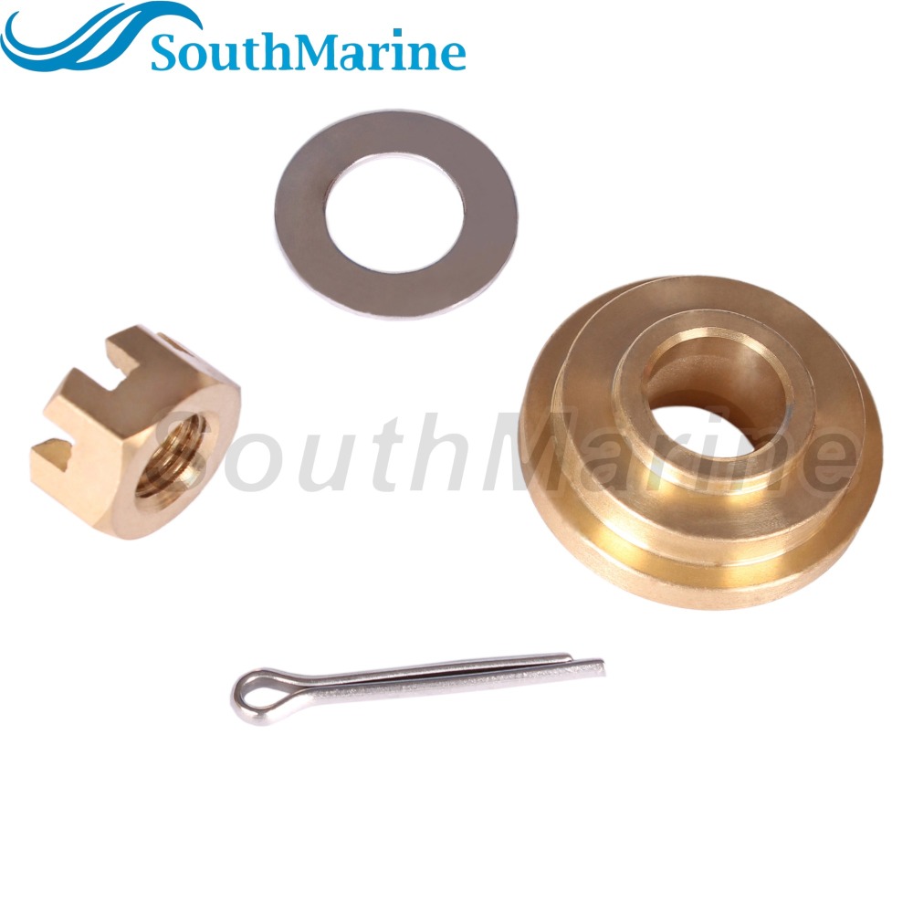 Outboard Motor 6G1-45987-02 01 6N0-G5987-10 Spacer, 90201-10M01 Plain Washer, 90171-10M01 Castle Nut for Yamaha 6HP 8HP 9.9HP